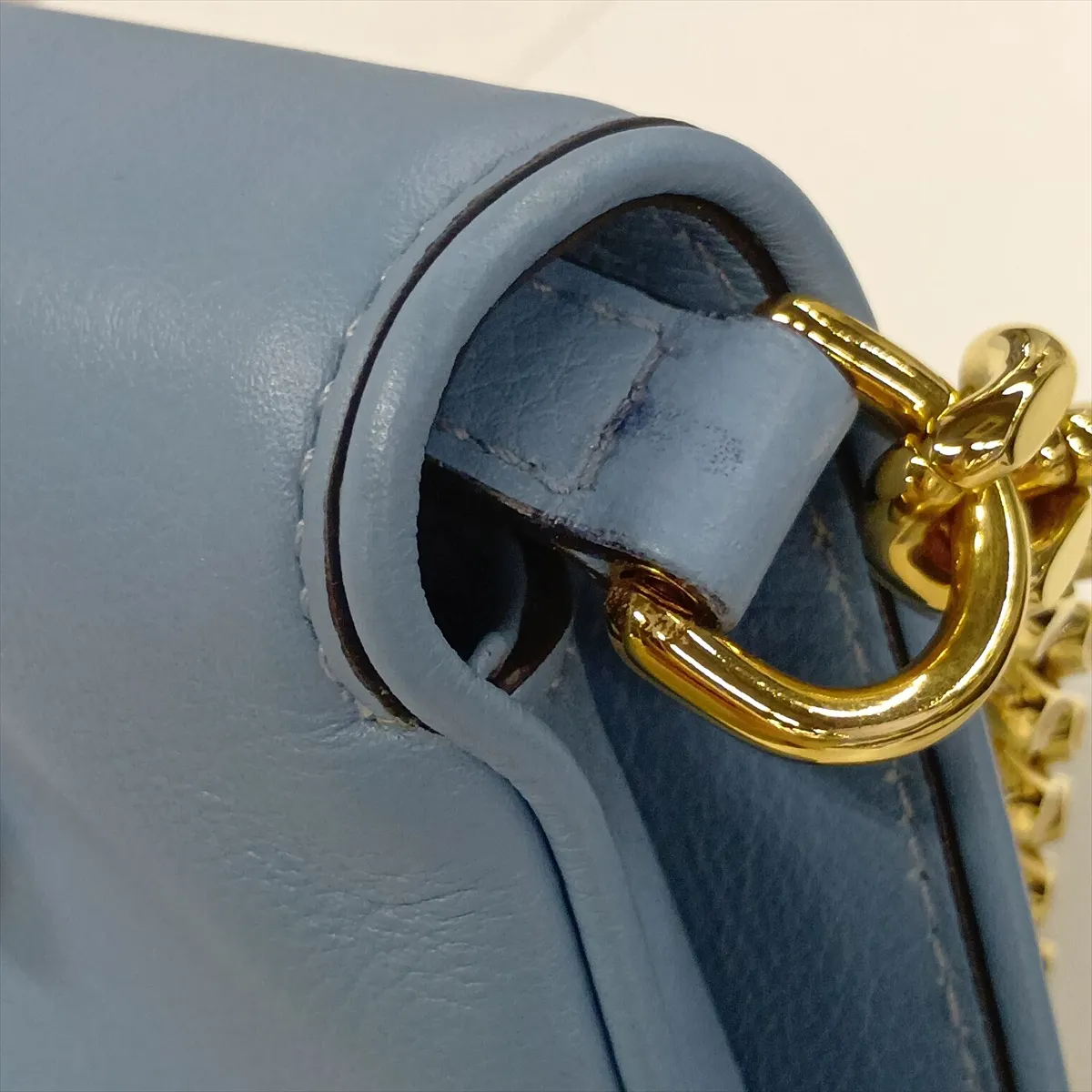 Blondie Leather Chain Shoulder Bag, Blue, 699268 — view 12