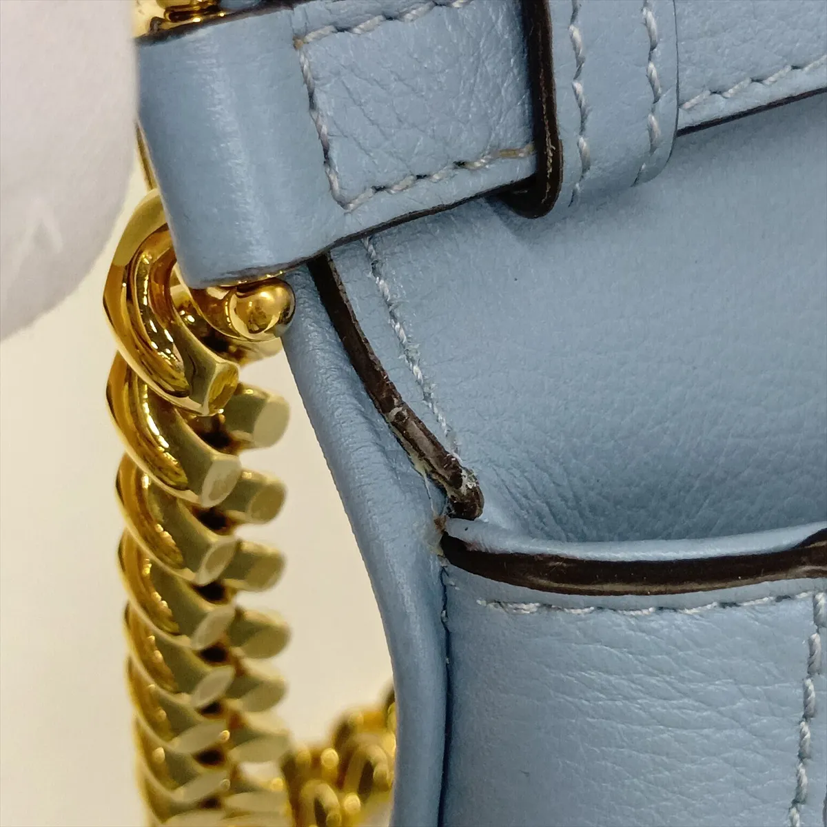 Blondie Leather Chain Shoulder Bag, Blue, 699268 — view 9