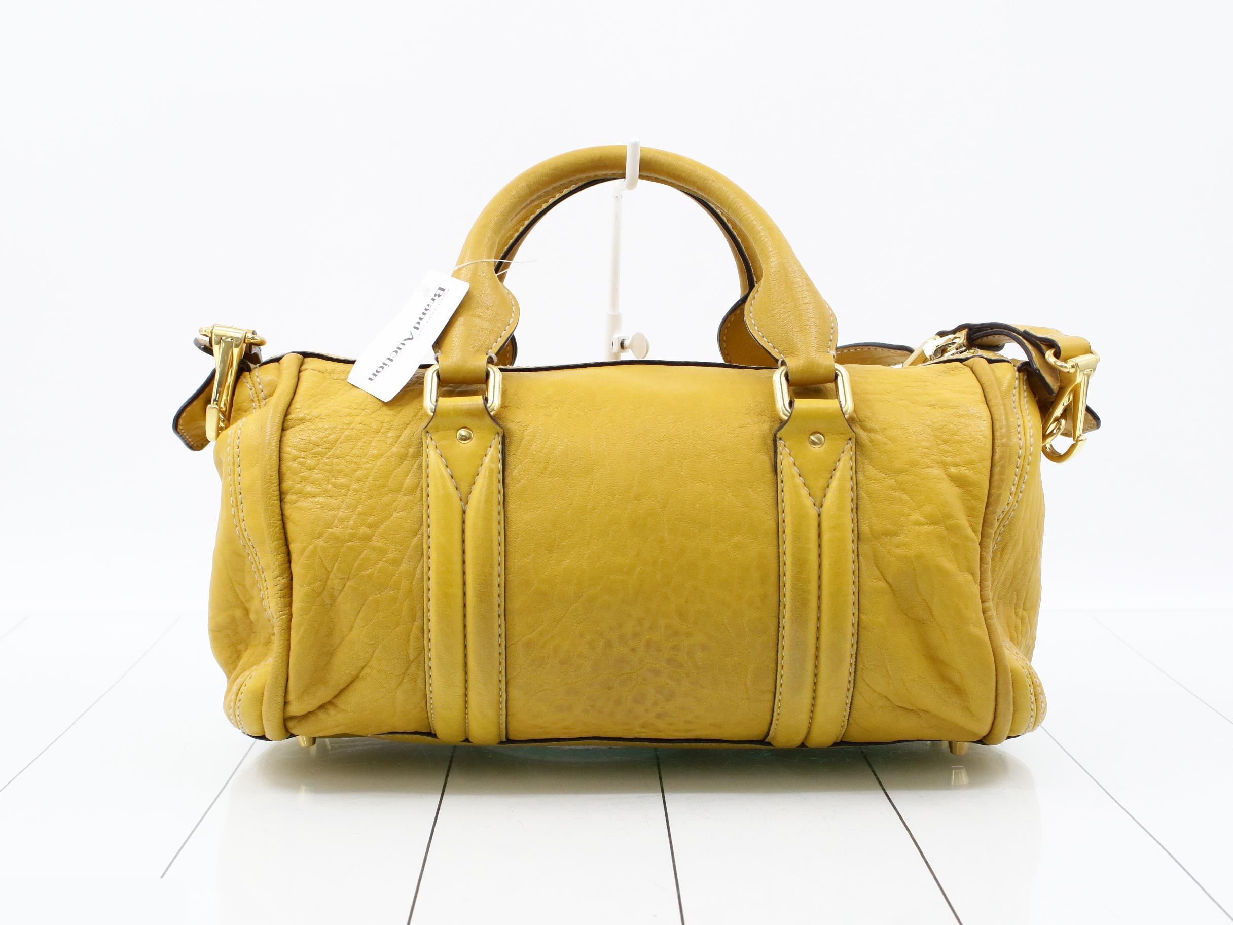 All-leather logo 2-way Boston bag, yellow — view 2