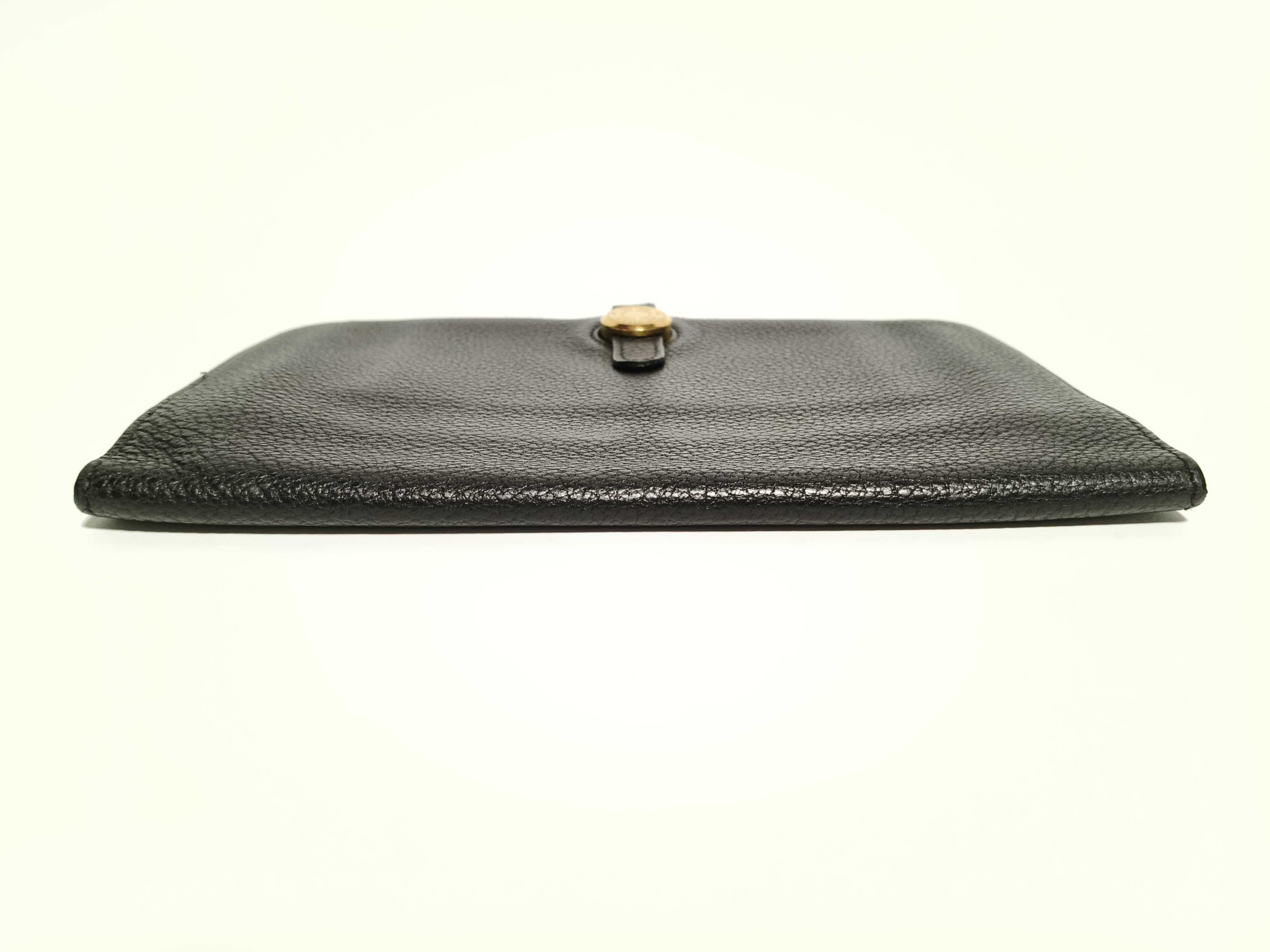 Dogon Leather Bi-fold Long Wallet, Black, with Stamp, Bill Compartment — view 6