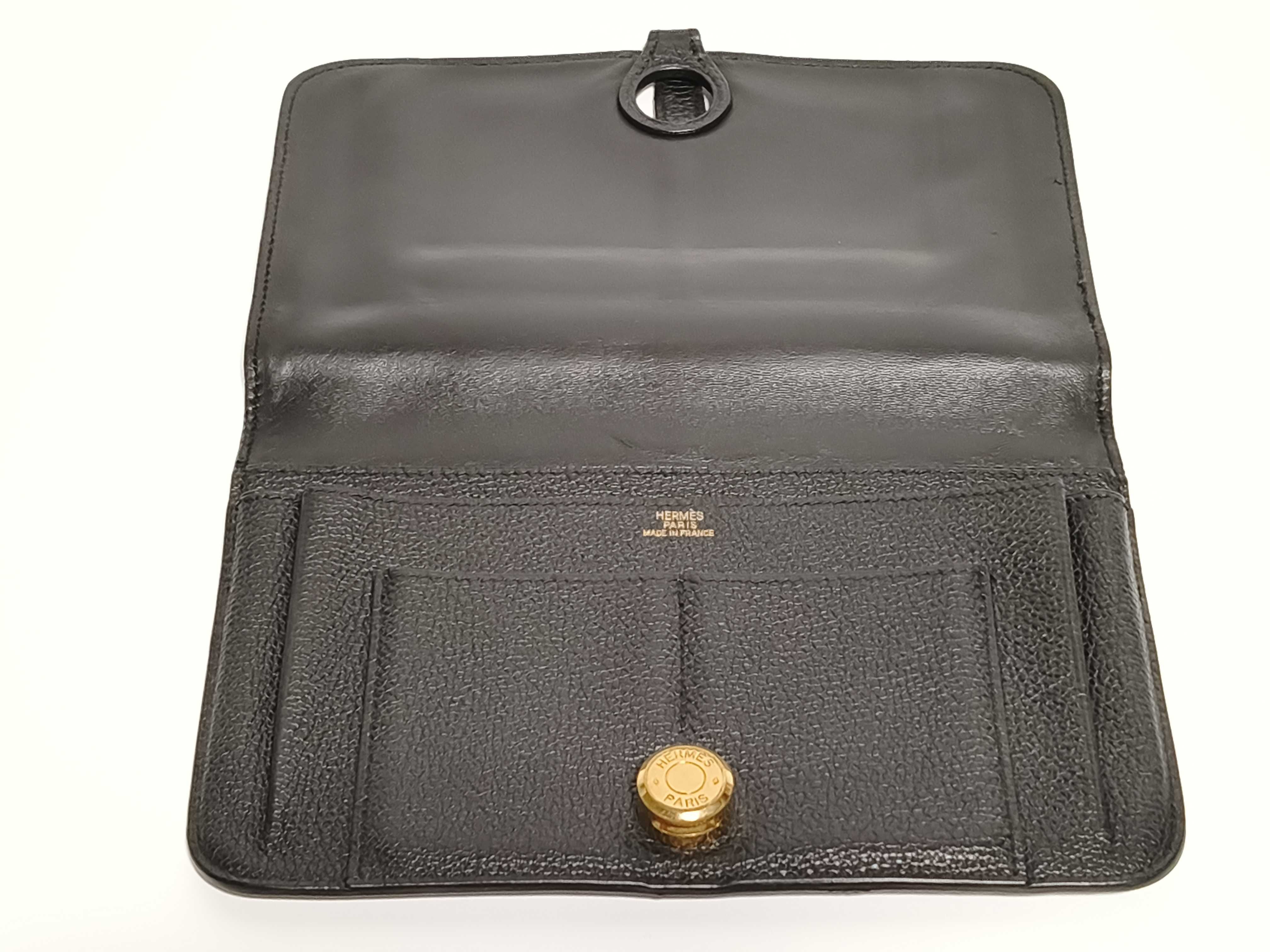 Dogon Leather Bi-fold Long Wallet, Black, with Stamp, Bill Compartment — view 8