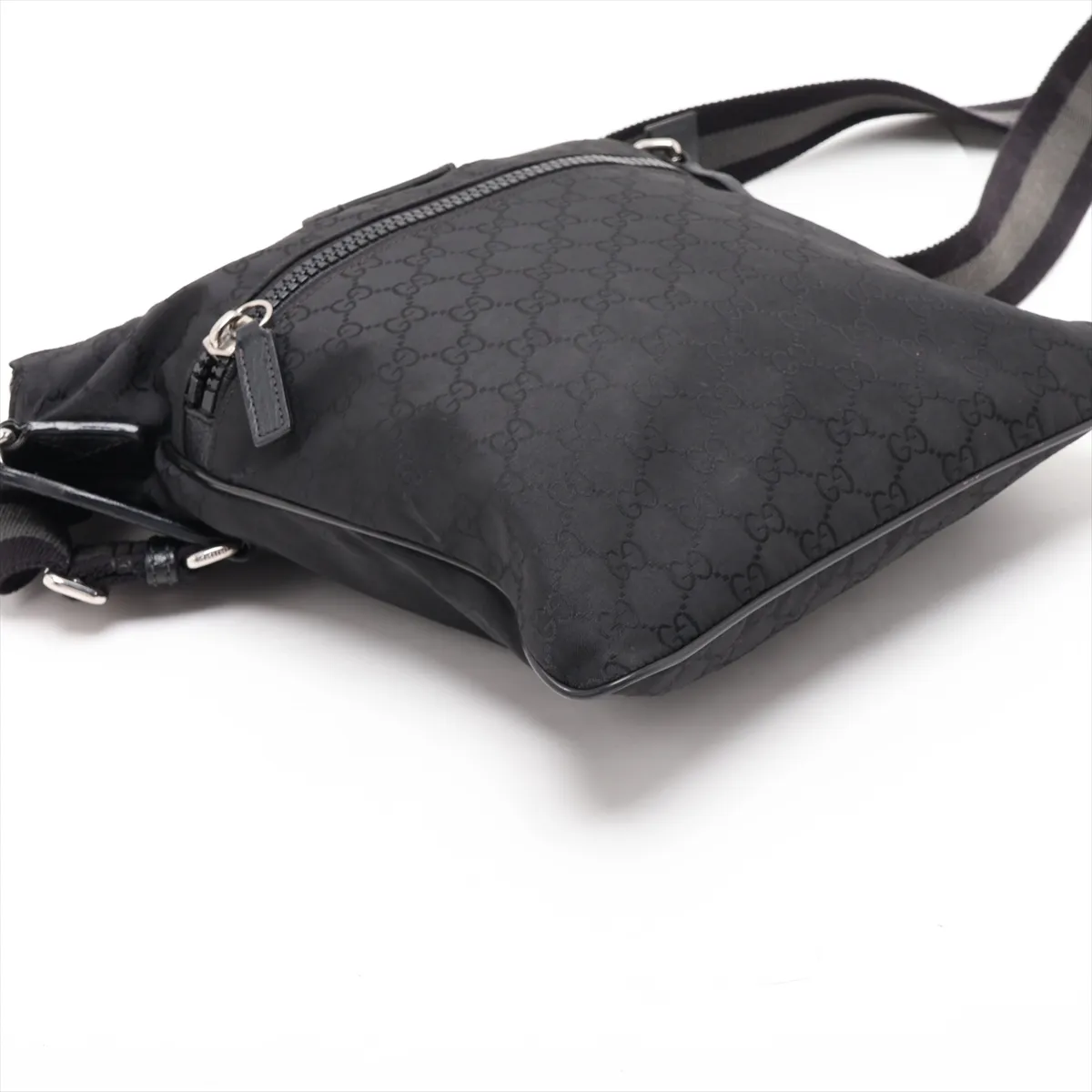GG Nylon x Leather Shoulder Bag Black 449184 — view 4