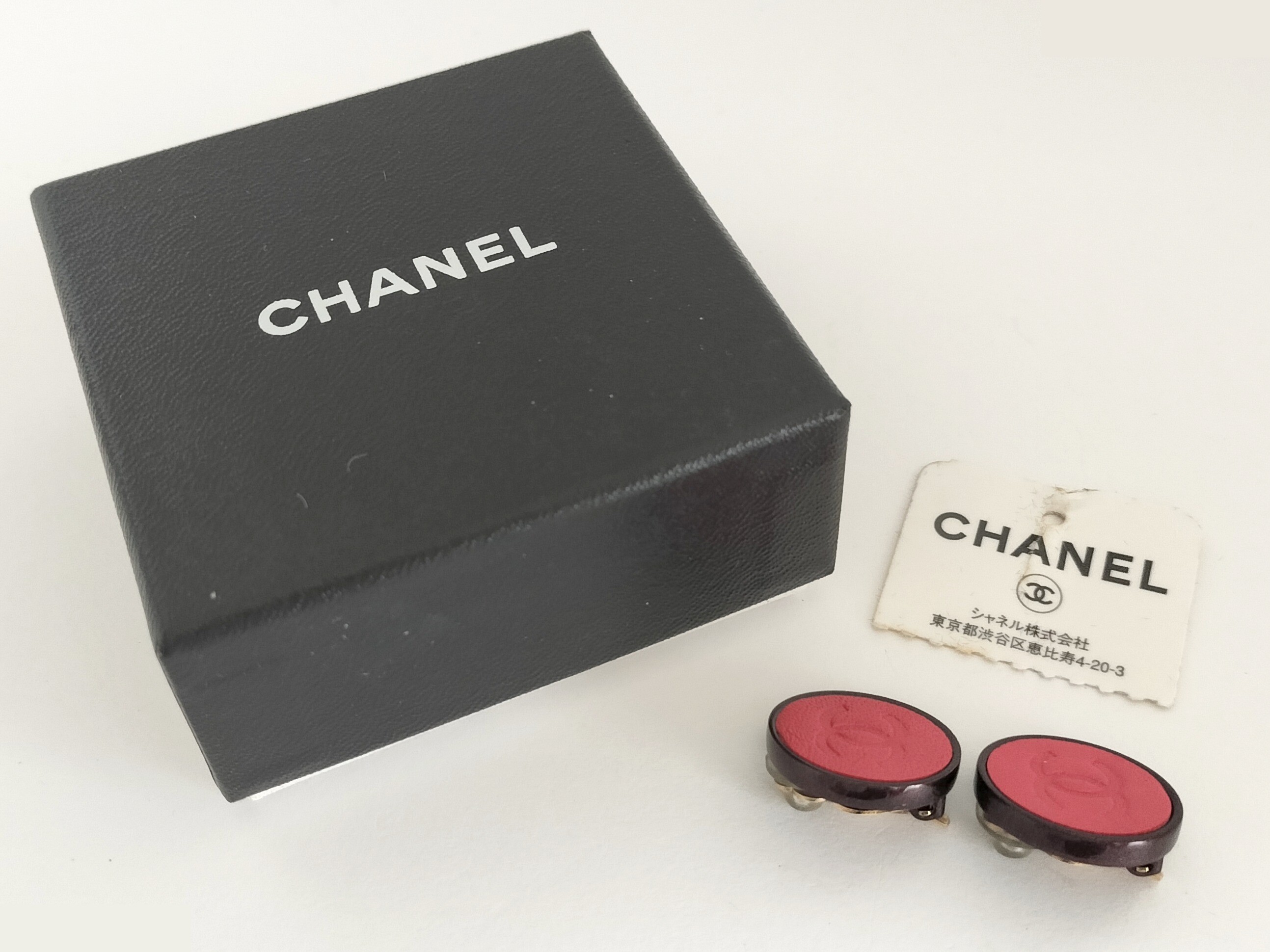 Coco Leather Earrings, Red — view 2