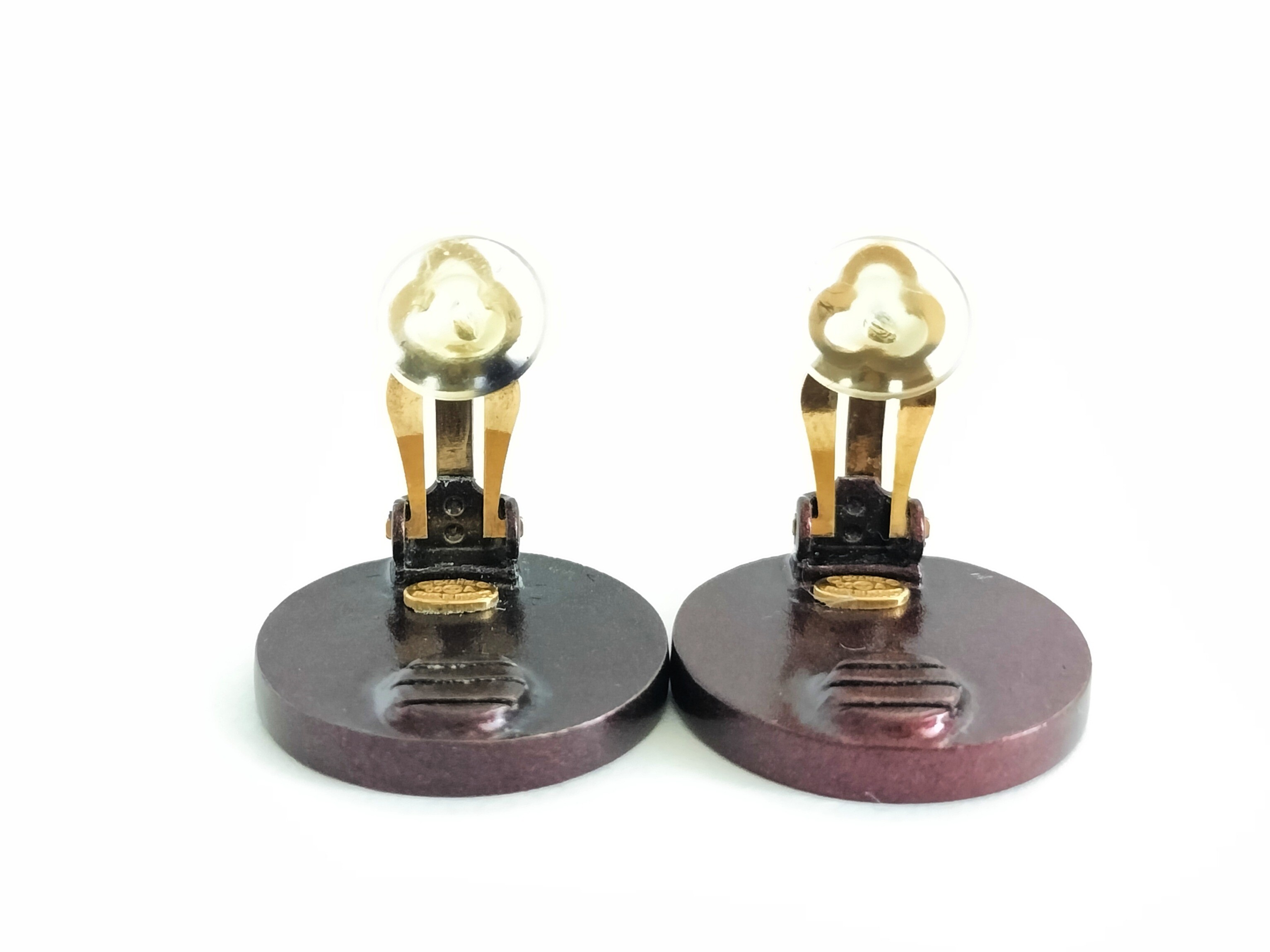 Coco Leather Earrings, Red — view 5