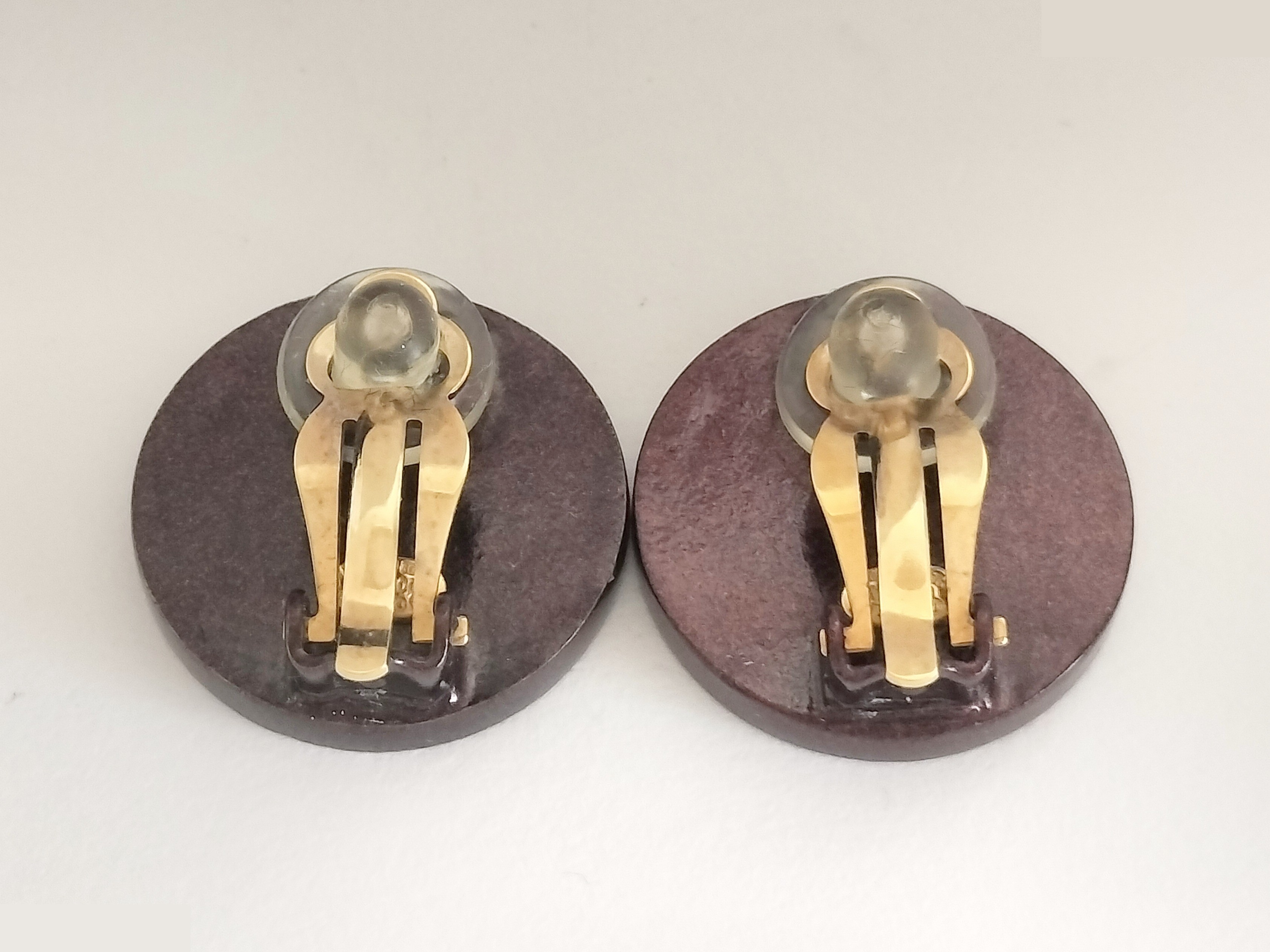 Coco Leather Earrings, Red — view 6