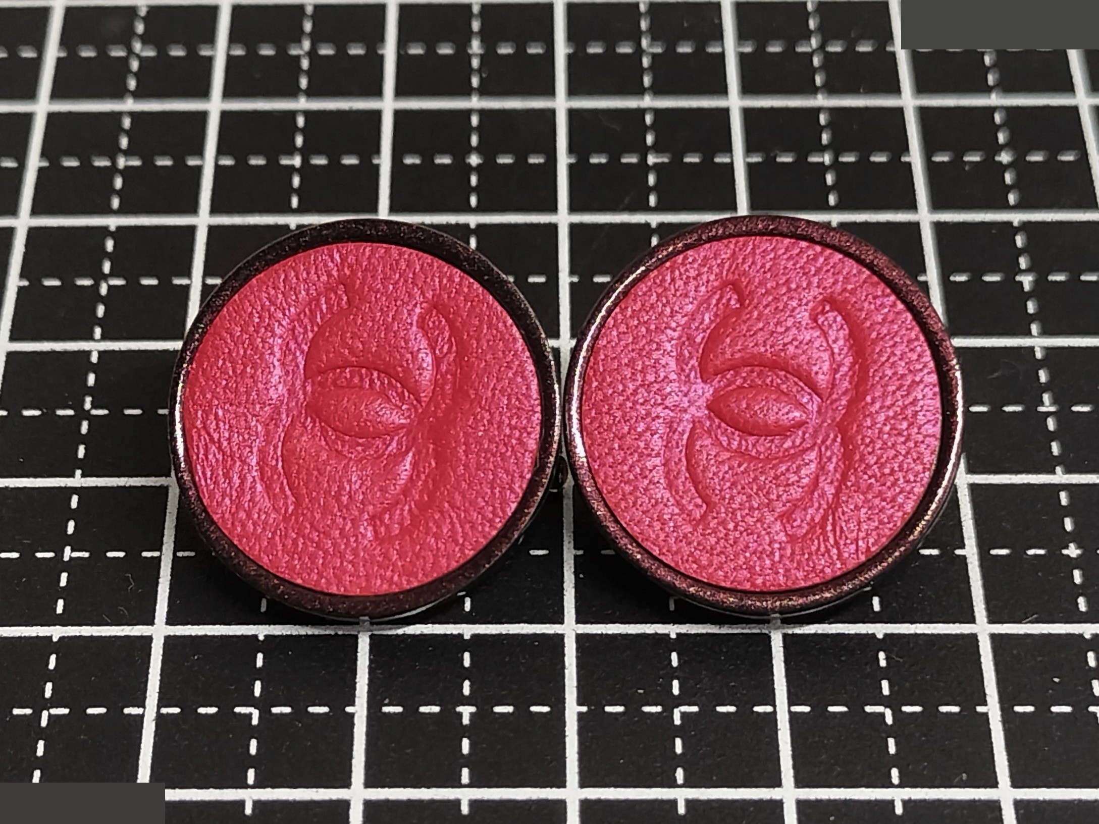 Coco Leather Earrings, Red — view 9