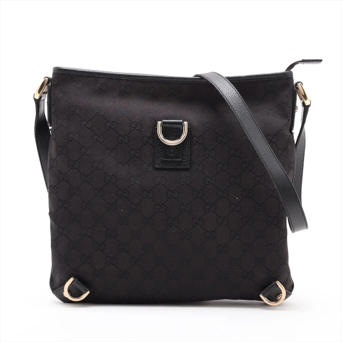 GG Canvas Abbey 131326 Canvas x Leather Shoulder Bag, Black