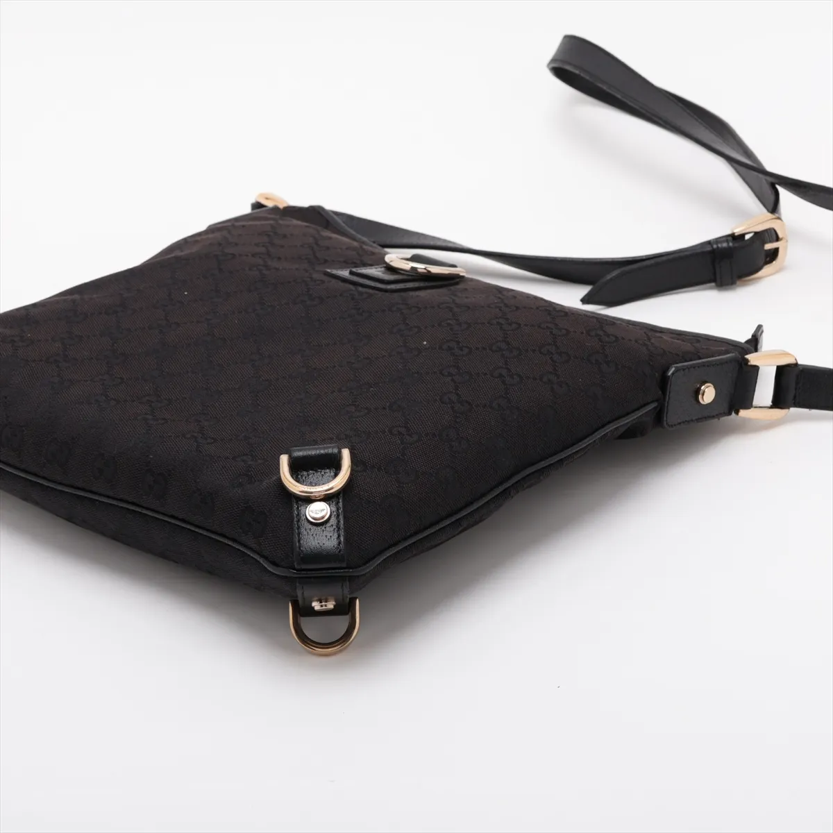 GG Canvas Abbey 131326 Canvas x Leather Shoulder Bag, Black — view 3