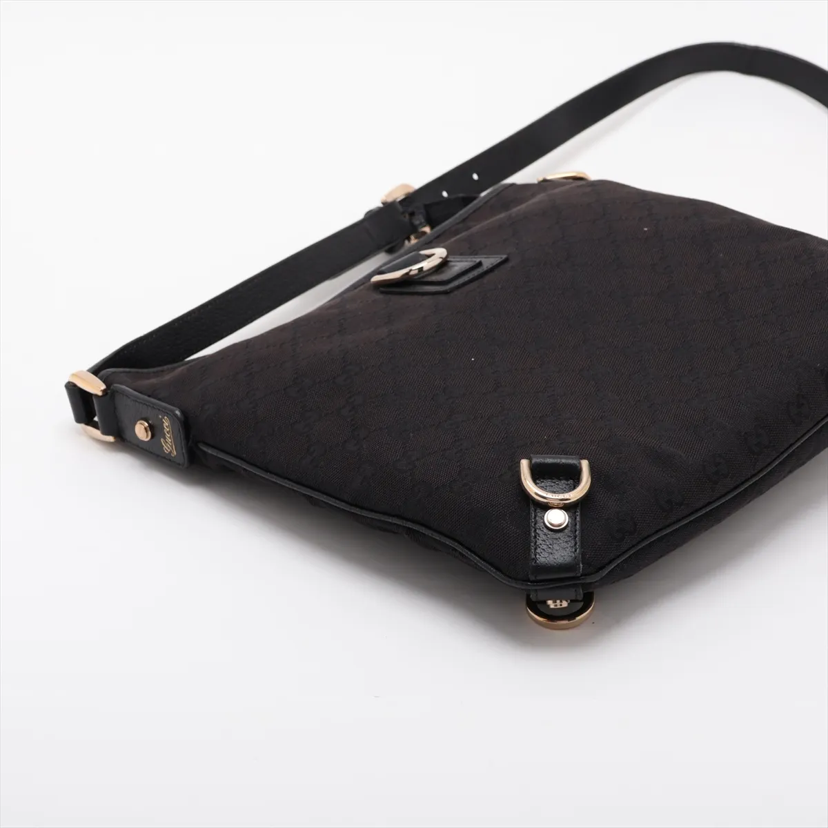 GG Canvas Abbey 131326 Canvas x Leather Shoulder Bag, Black — view 4