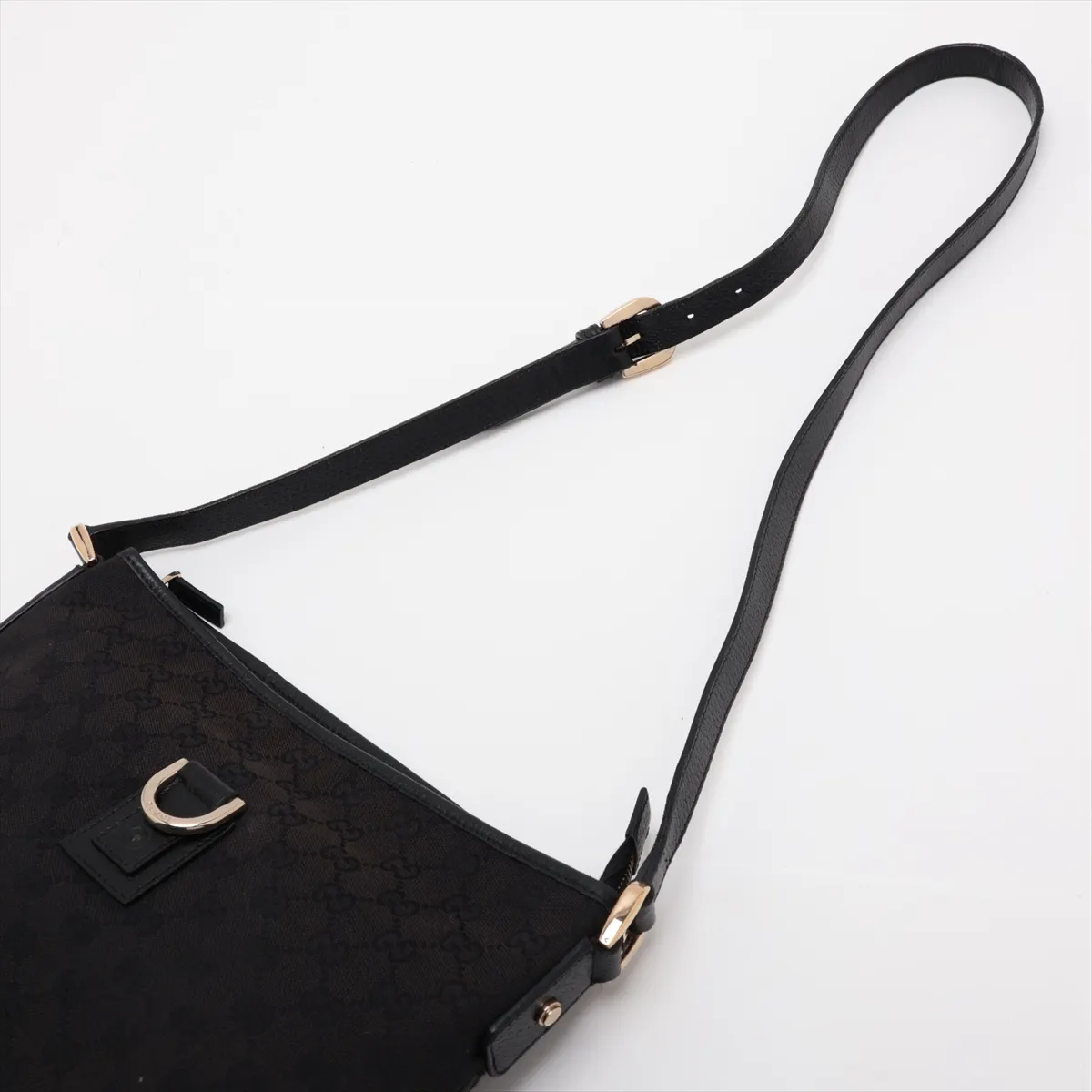 GG Canvas Abbey 131326 Canvas x Leather Shoulder Bag, Black — view 5