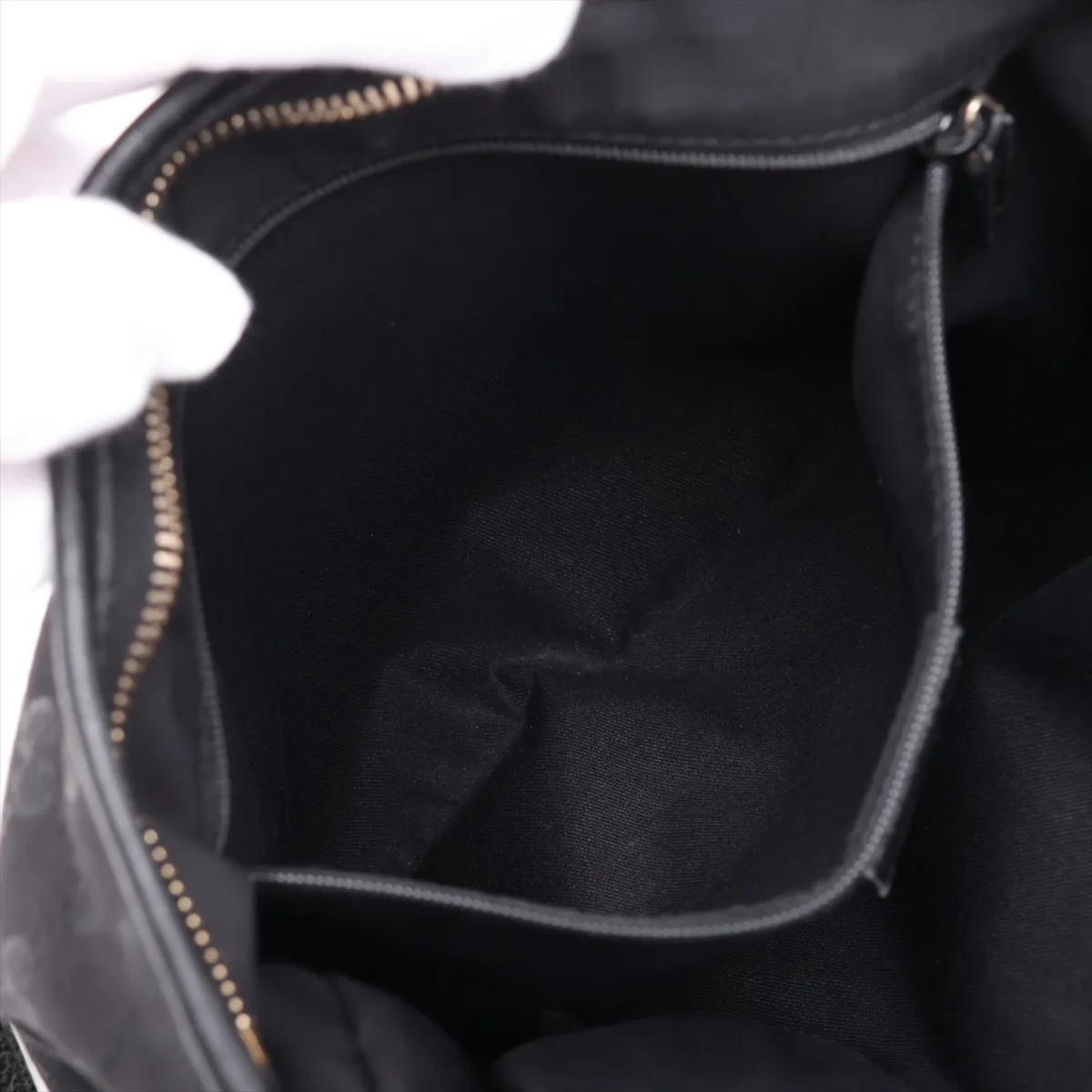 GG Canvas Abbey 131326 Canvas x Leather Shoulder Bag, Black — view 7