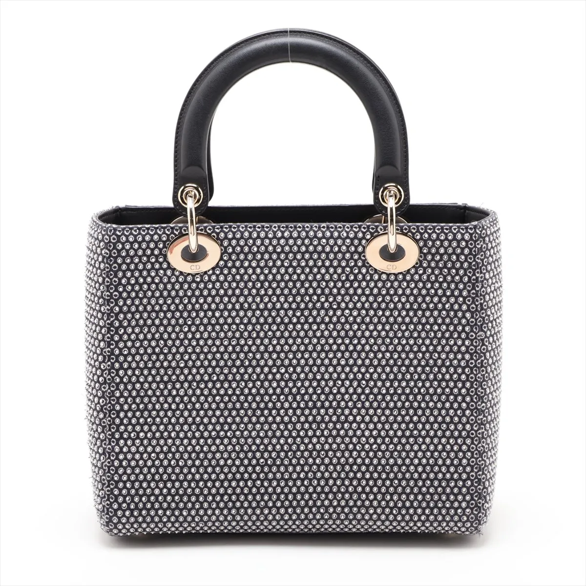 Lady Dior Tweed x Leather 2-Way Handbag, Navy — view 2