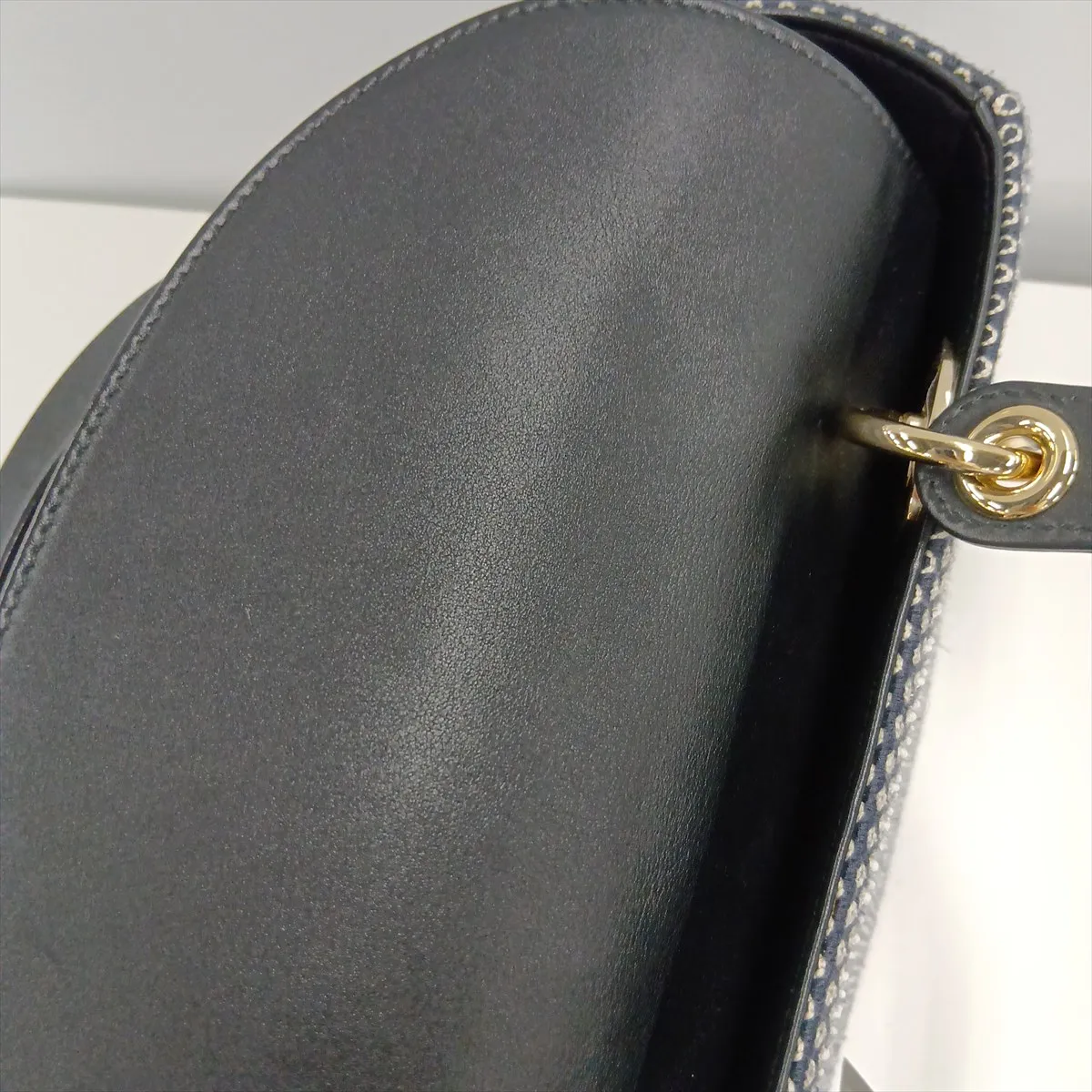 Lady Dior Tweed x Leather 2-Way Handbag, Navy — view 14