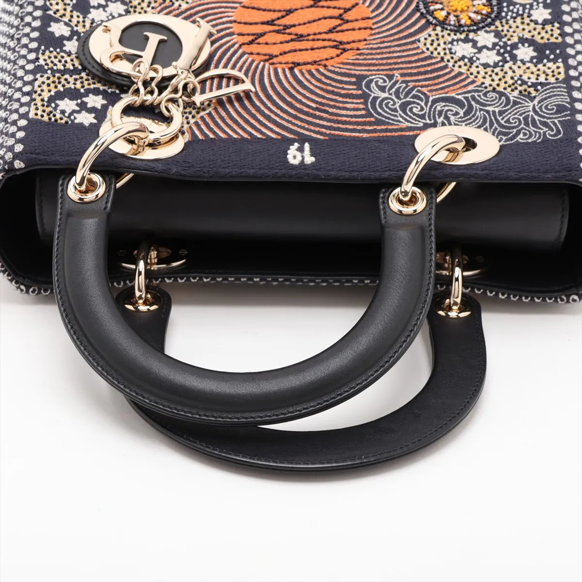 Lady Dior Tweed x Leather 2-Way Handbag, Navy — view 5