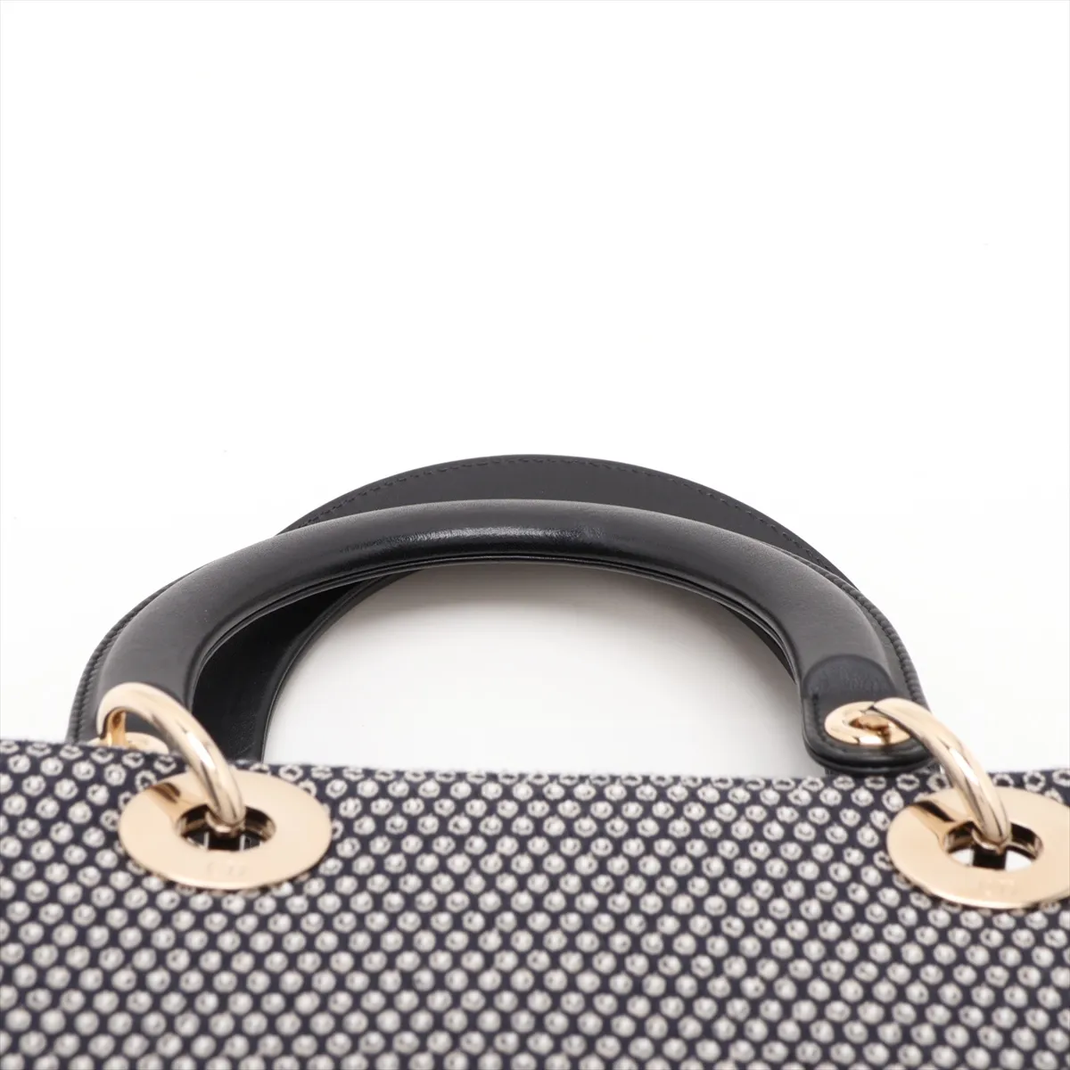 Lady Dior Tweed x Leather 2-Way Handbag, Navy — view 6
