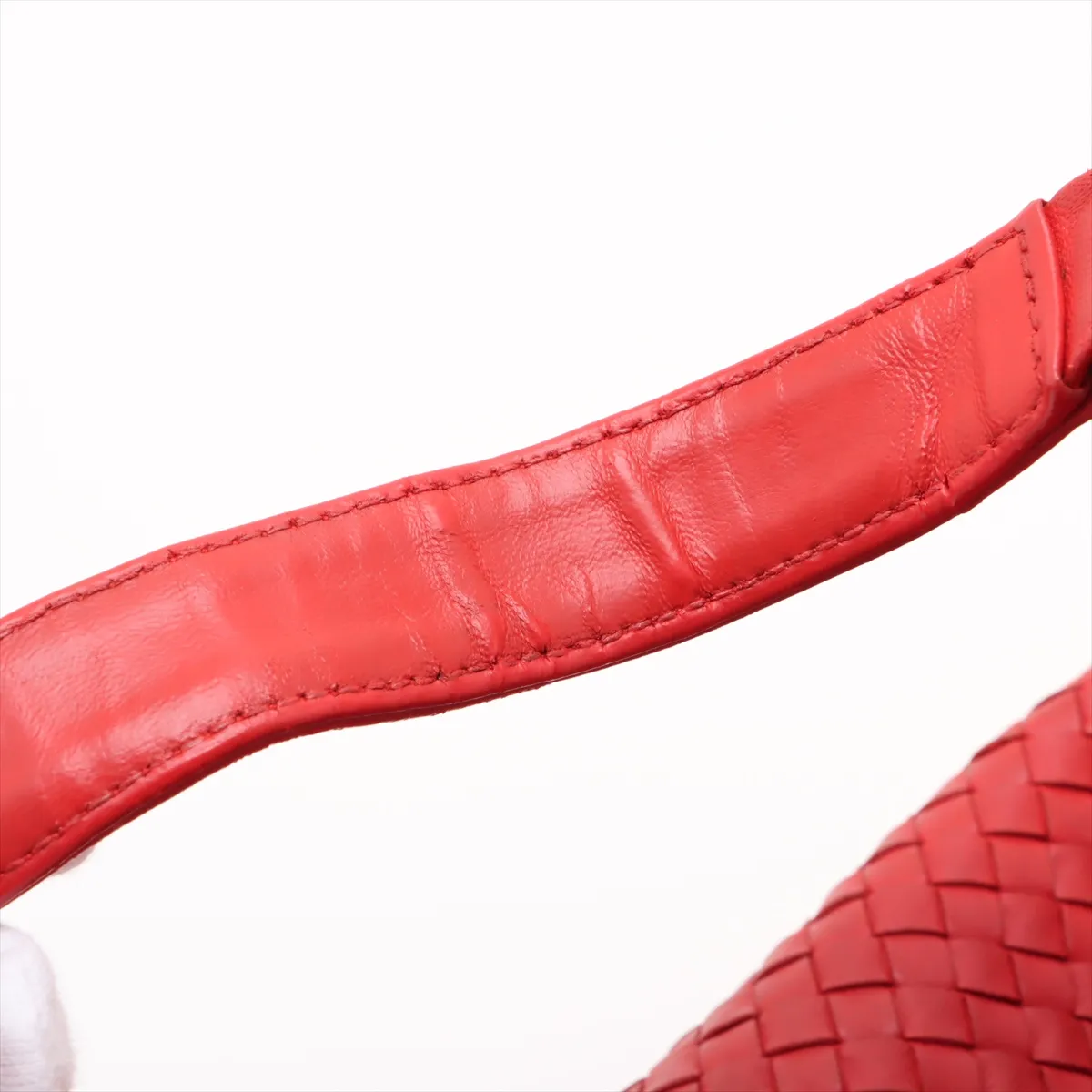 Intrecciato Campana Leather Shoulder Bag Red 124864 — view 12