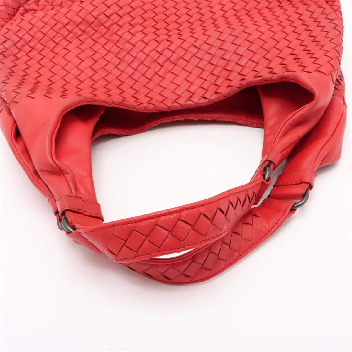 Intrecciato Campana Leather Shoulder Bag Red 124864 — view 5