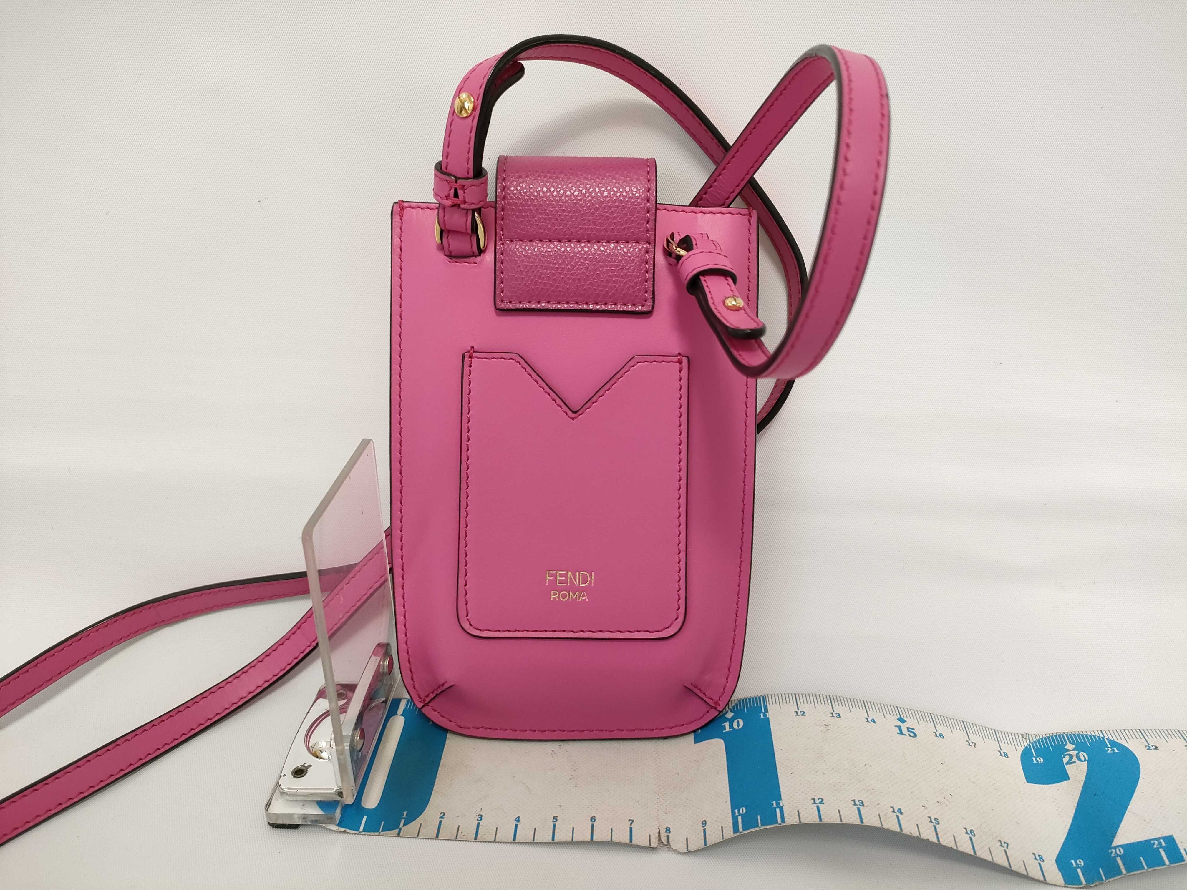FF logo 7AS188 Leather Phone Pouch Pink Pouch — view 2