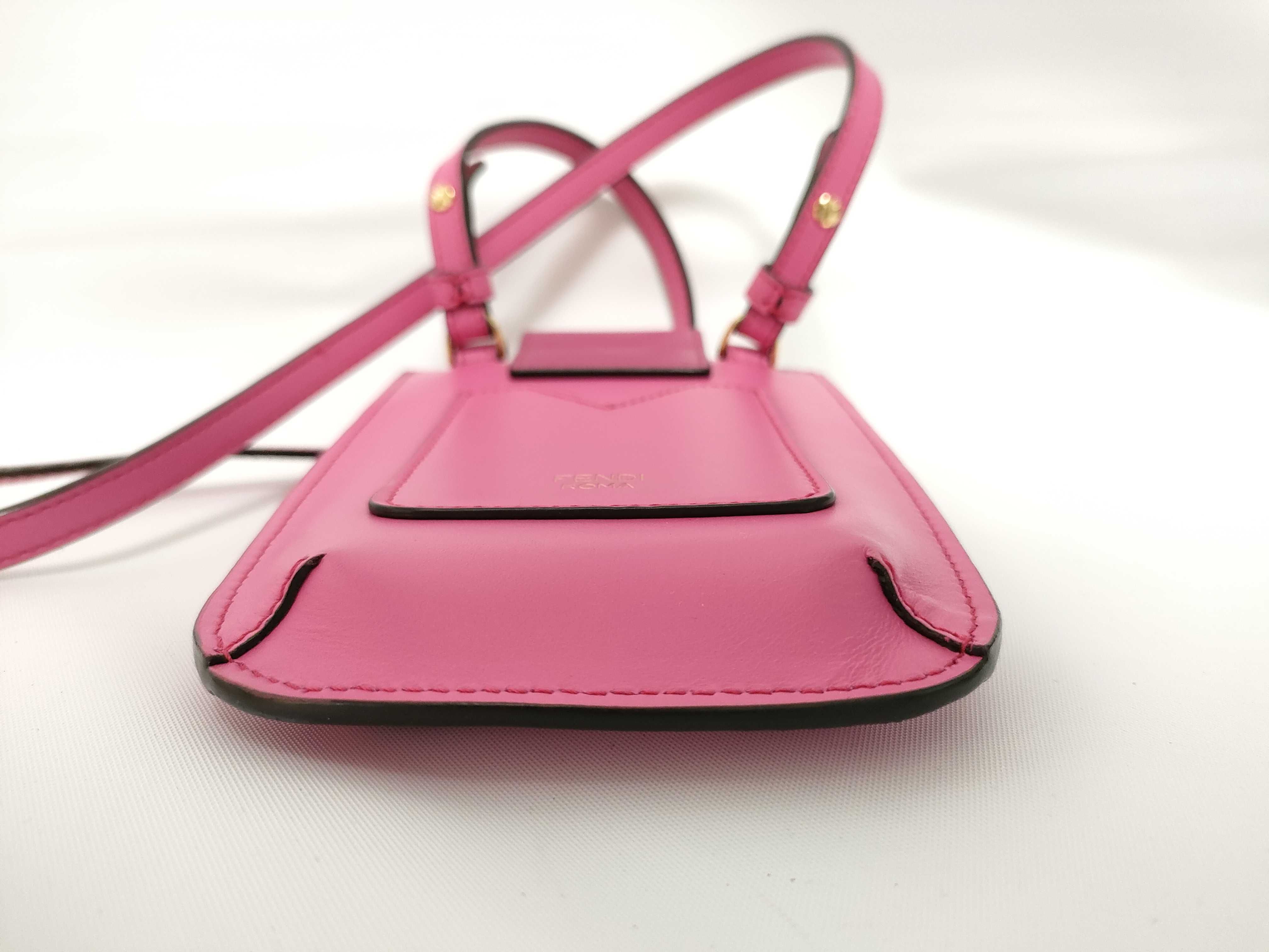 FF logo 7AS188 Leather Phone Pouch Pink Pouch — view 3