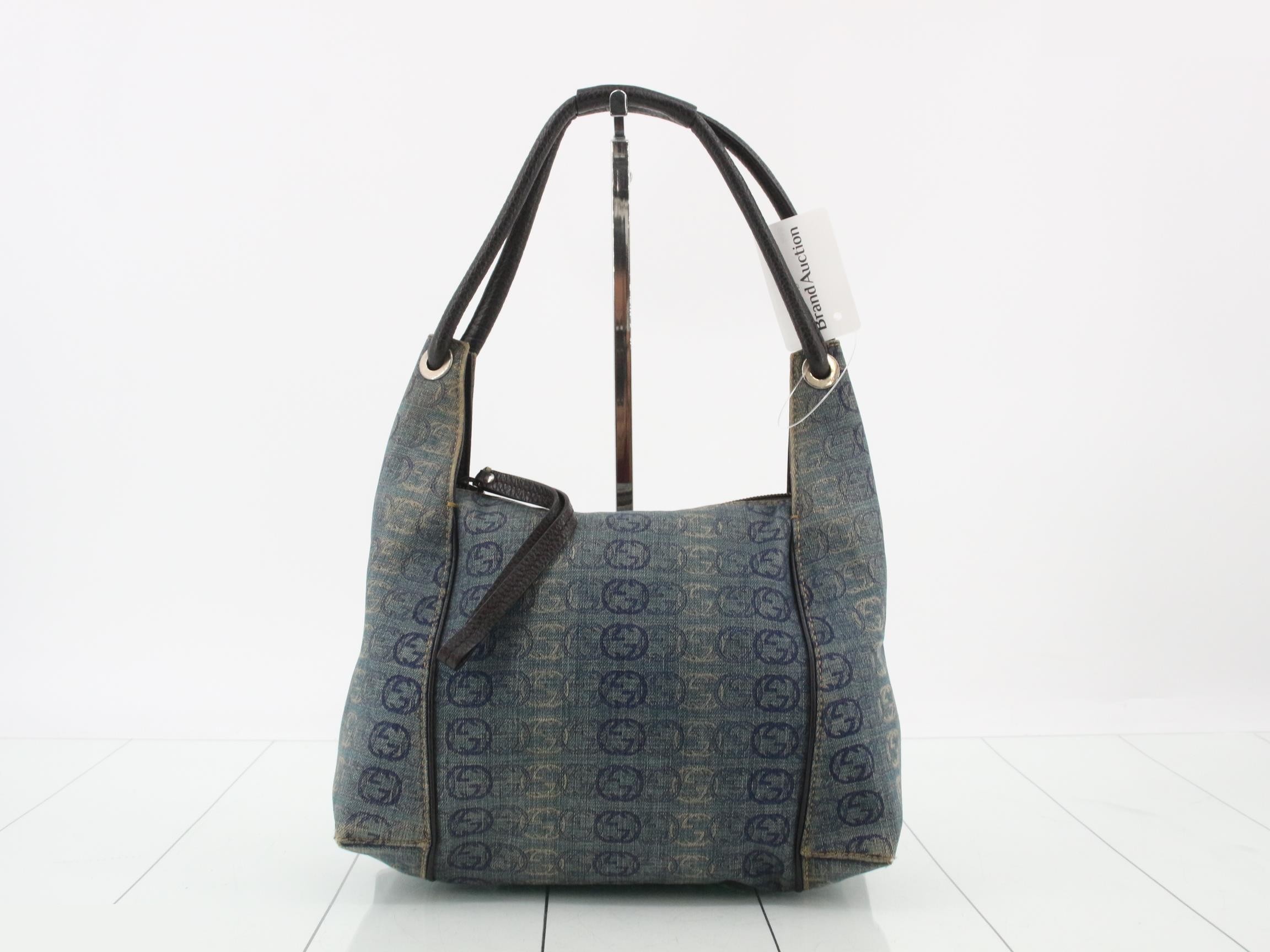 Denim/Leather One-Shoulder Bag