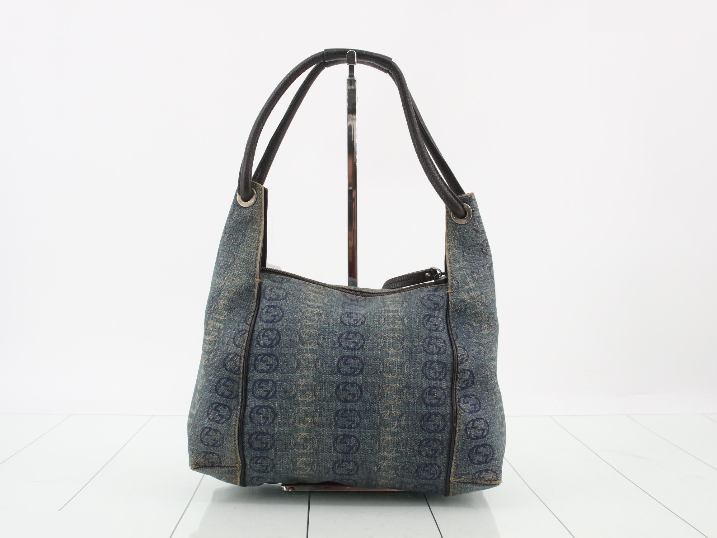 Denim/Leather One-Shoulder Bag — view 2