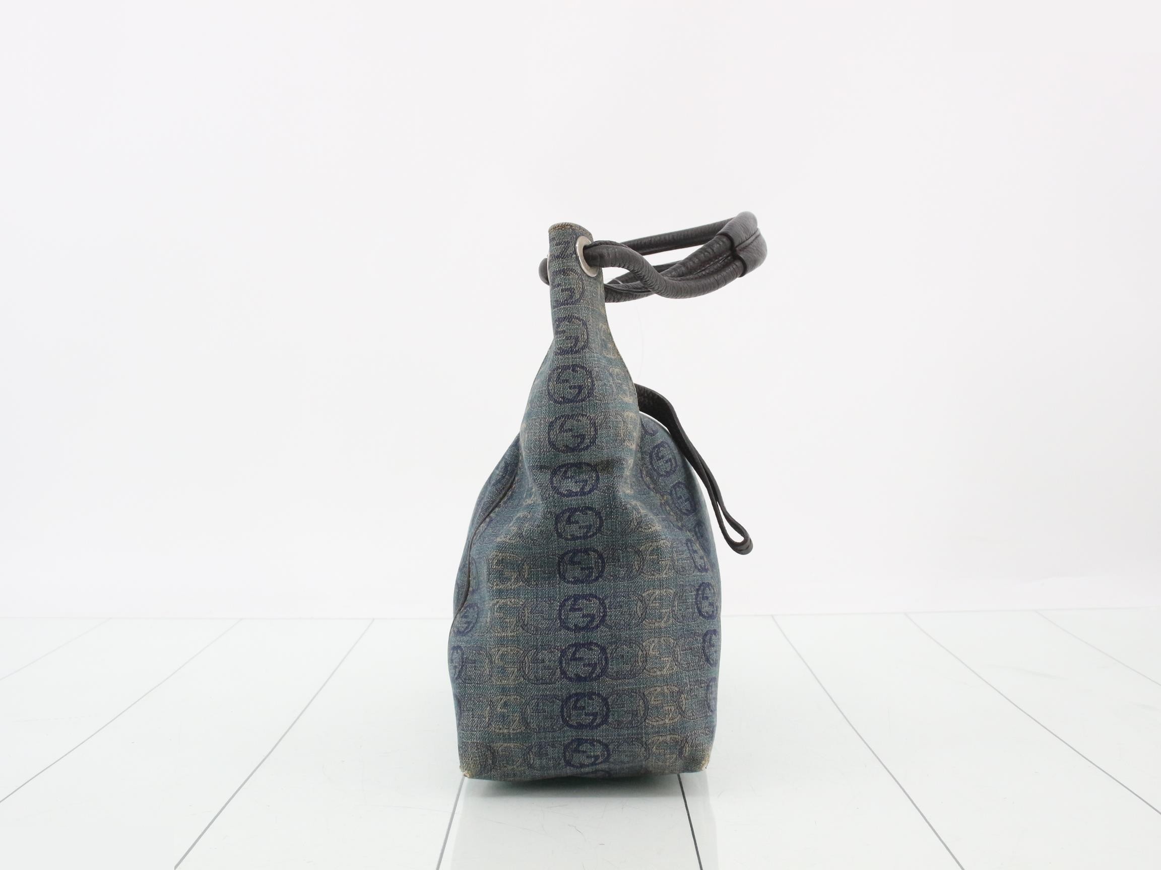 Denim/Leather One-Shoulder Bag — view 4