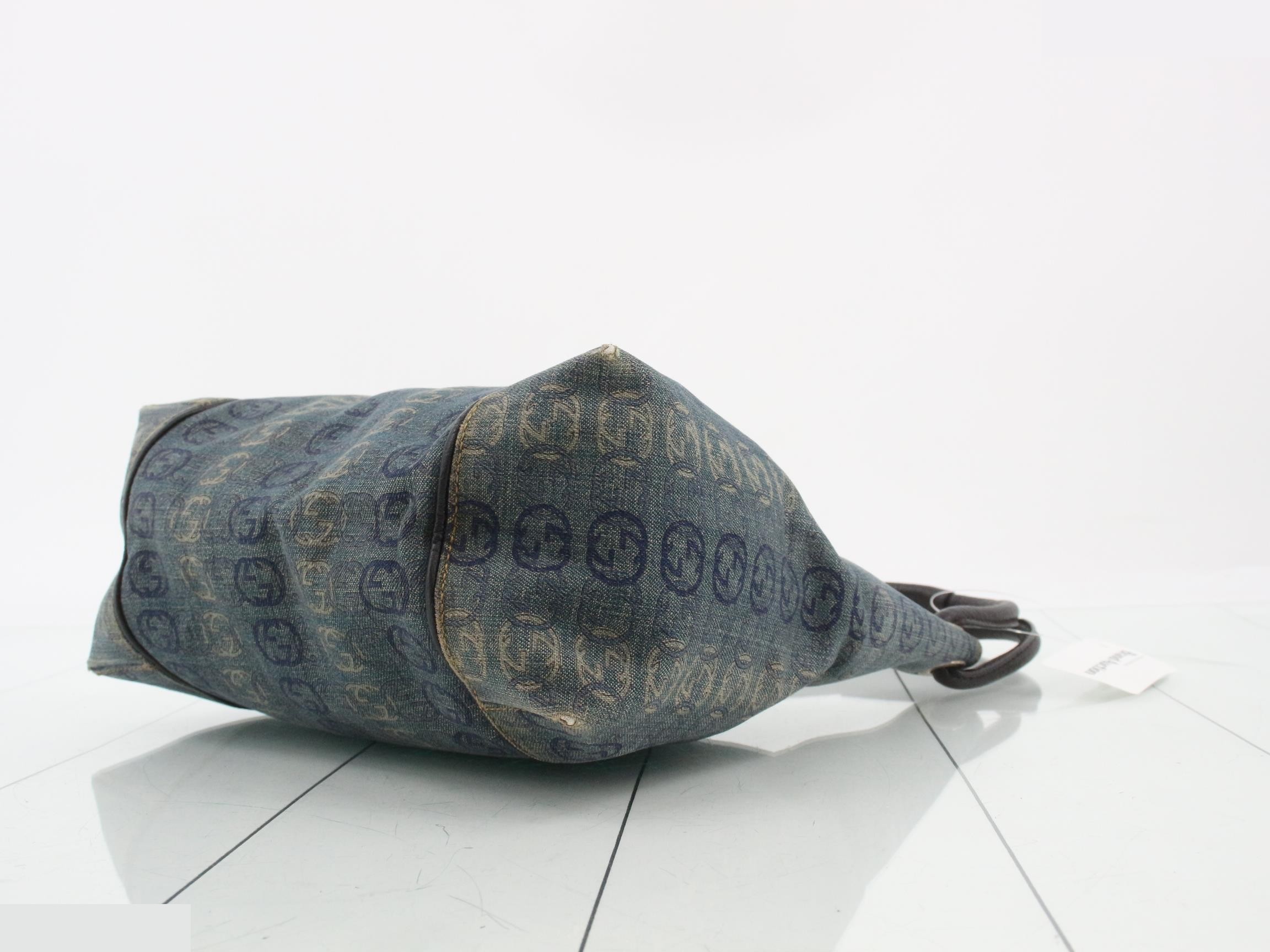 Denim/Leather One-Shoulder Bag — view 6