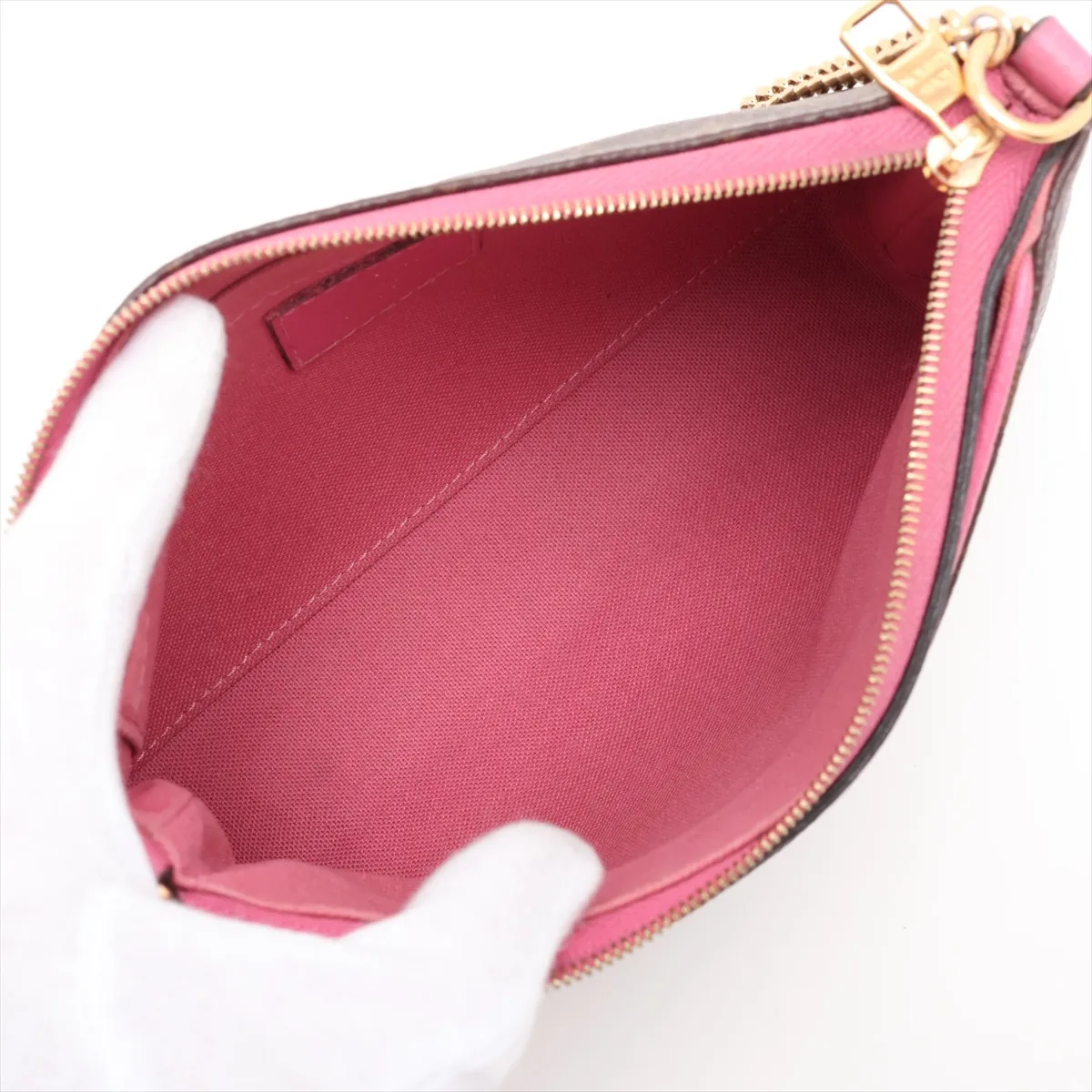 Monogram x Leather Pallas Clutch M41638 Brown x Red (RFID detected) — view 7