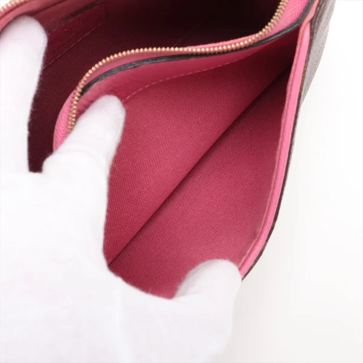 Monogram x Leather Pallas Clutch M41638 Brown x Red (RFID detected) — view 9