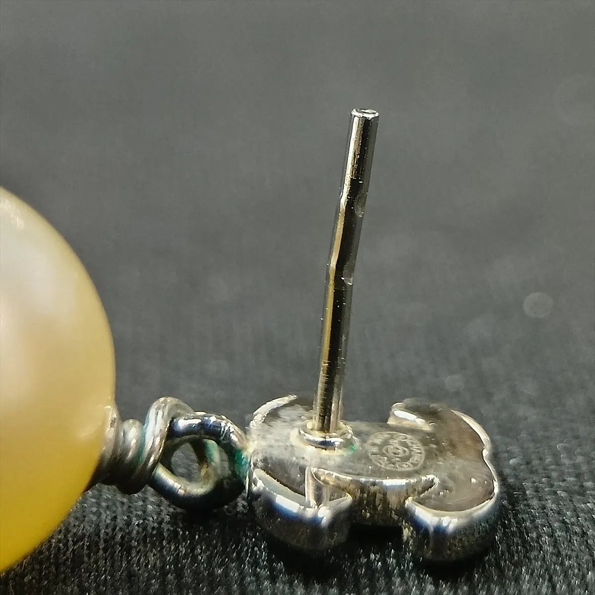Coco Mark 07A Earrings (Pair) Metal x Rhinestone x Faux Pearl Silver. Shows signs of wear: — view 6
