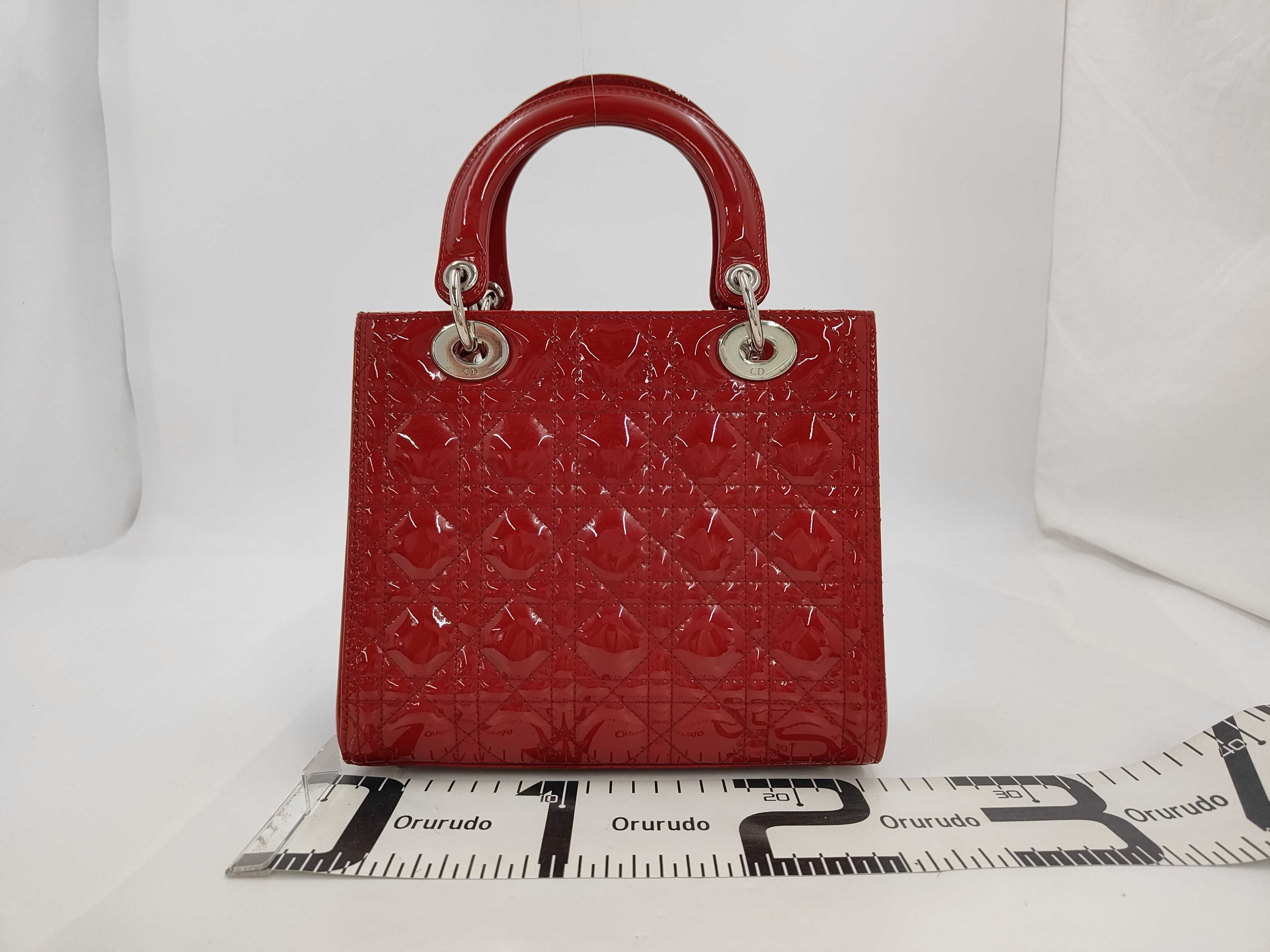 Wine Red Patent Leather Medium 5 Grid Handbag — view 2