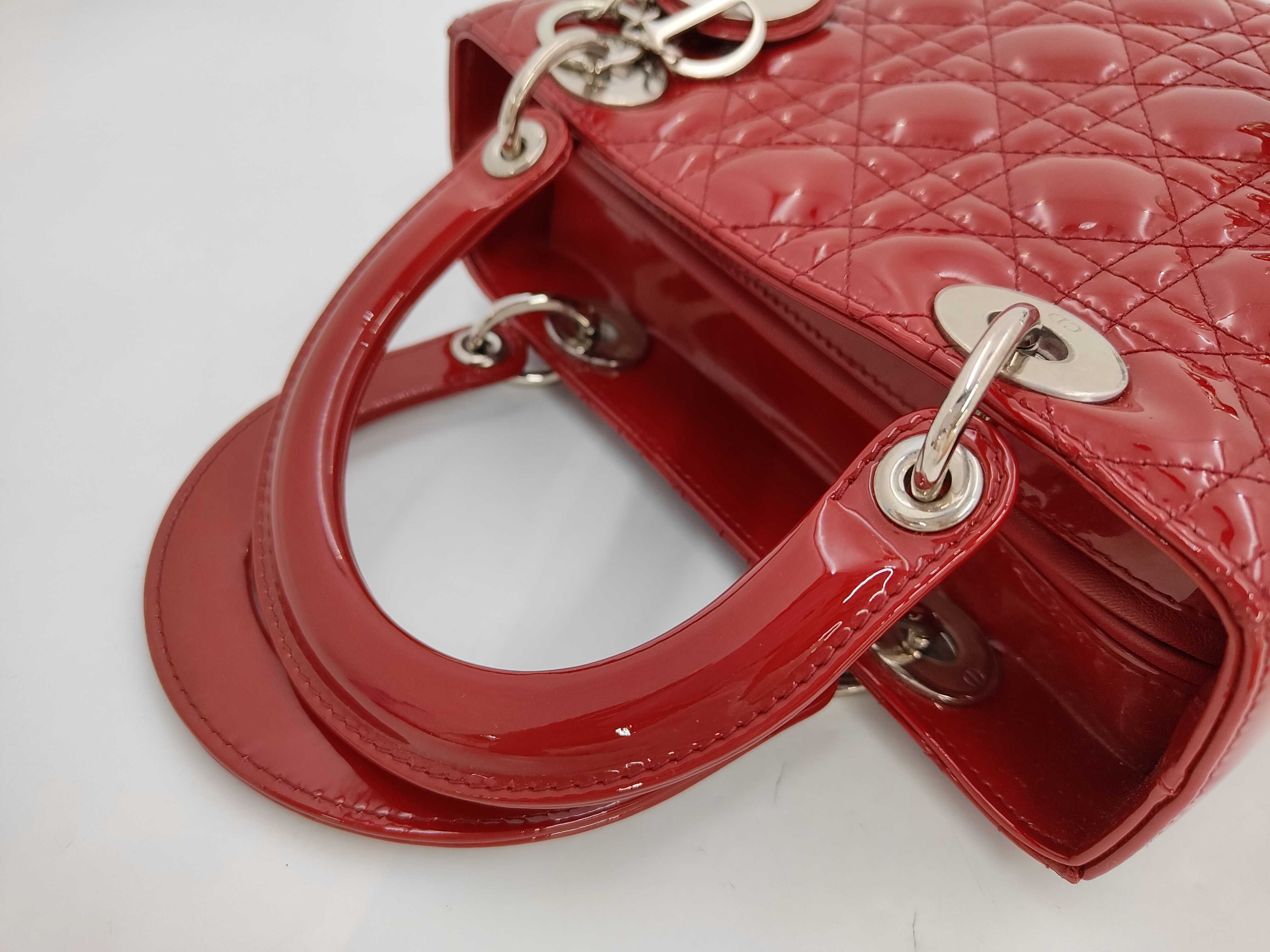 Wine Red Patent Leather Medium 5 Grid Handbag — view 5