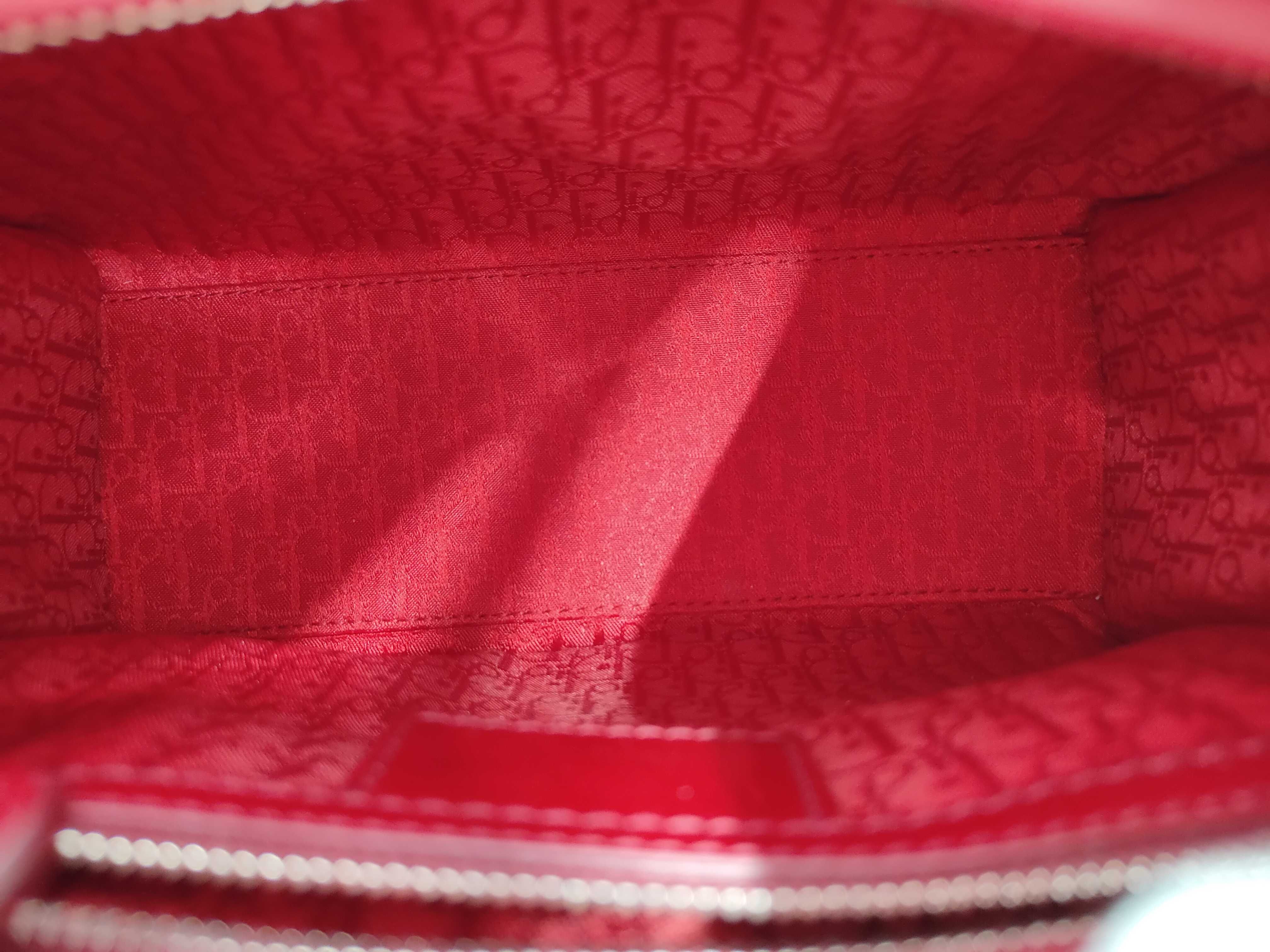 Wine Red Patent Leather Medium 5 Grid Handbag — view 8