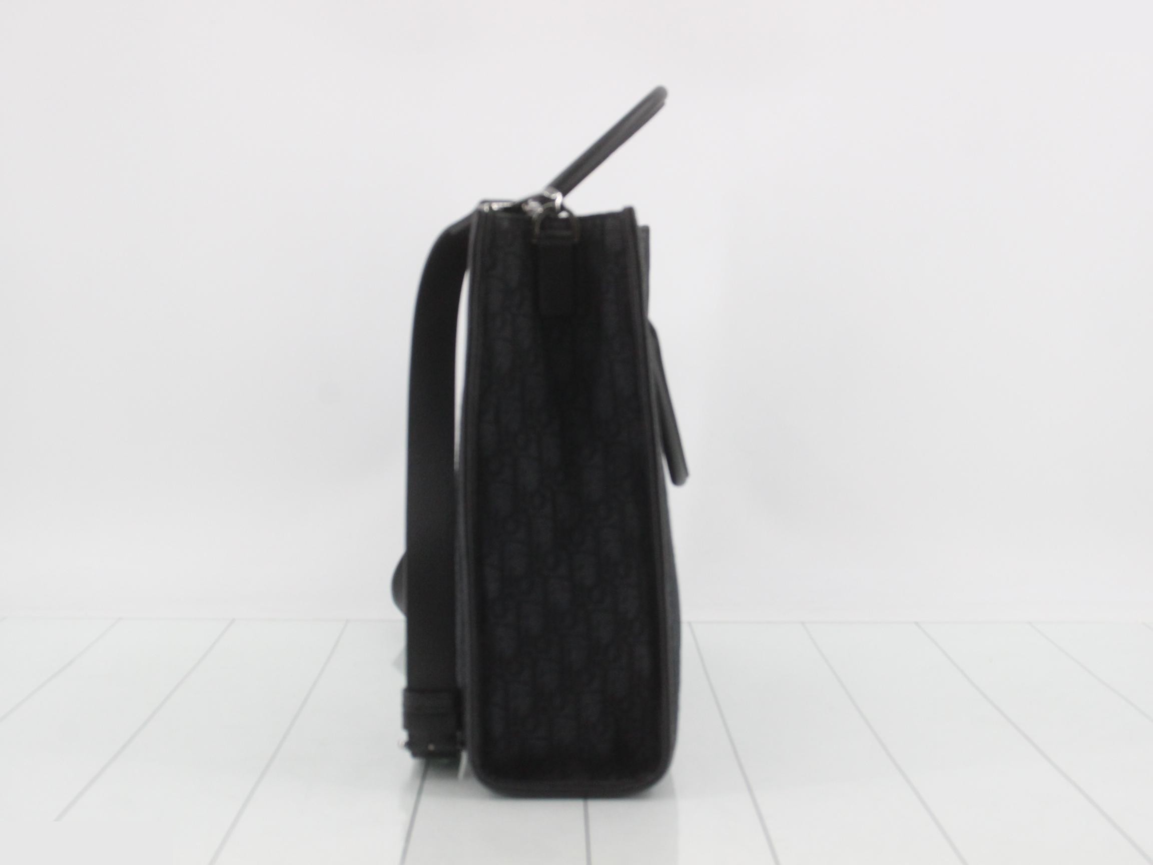 2-WAY Oblique Tote Bag, Black with Silver Hardware — view 3