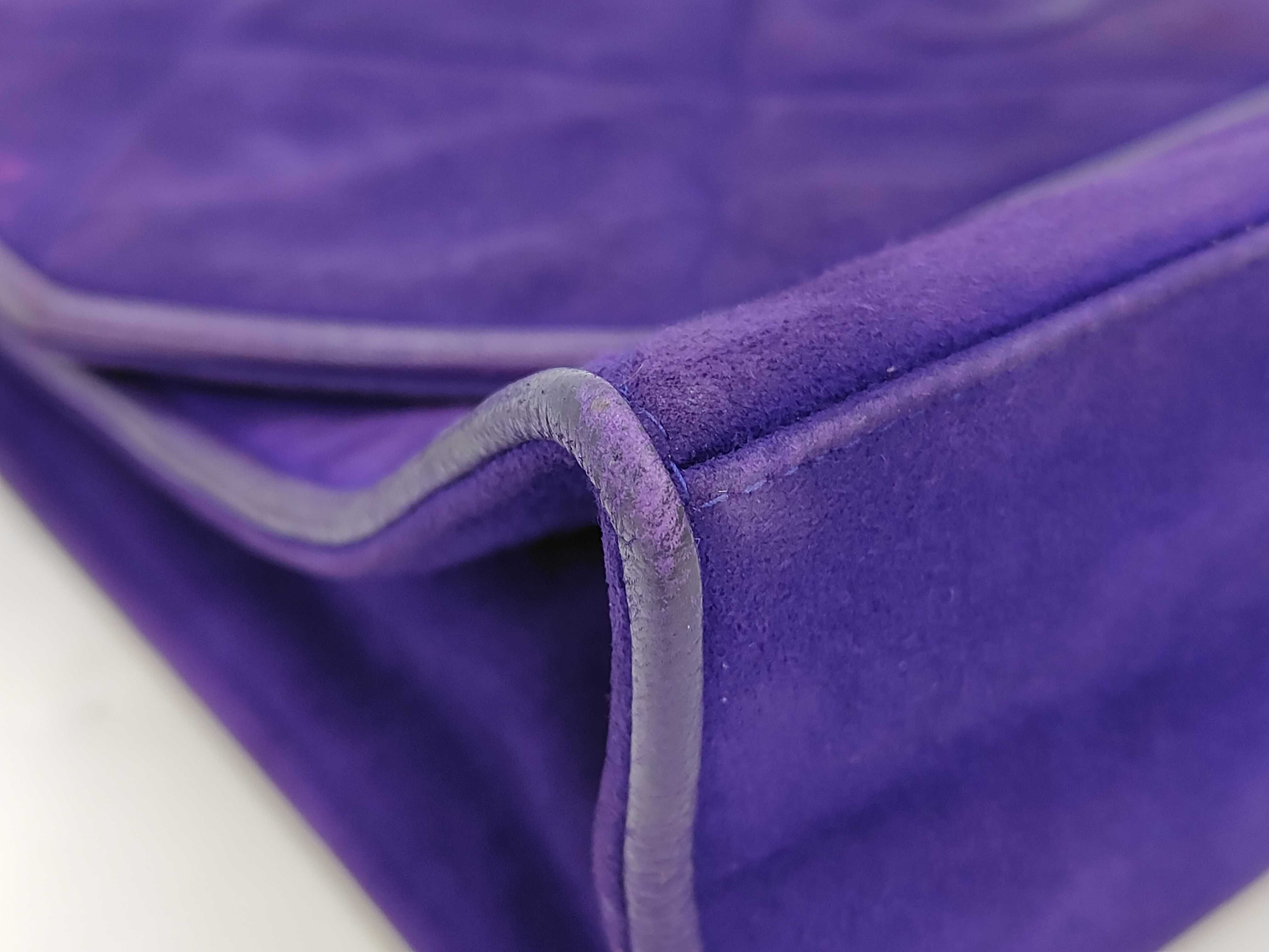Matelassé Suede Purple Shoulder Bag — view 7