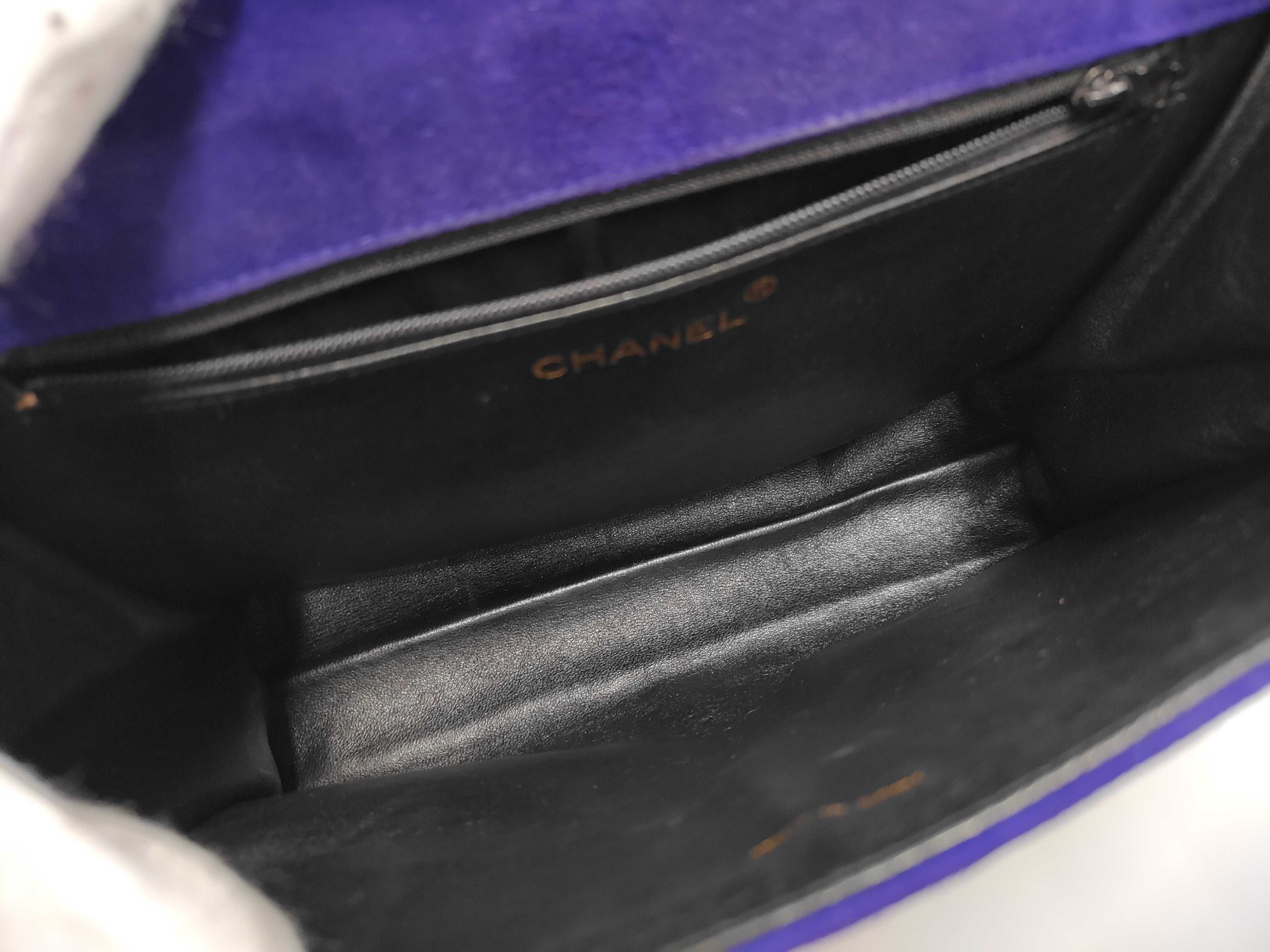Matelassé Suede Purple Shoulder Bag — view 9
