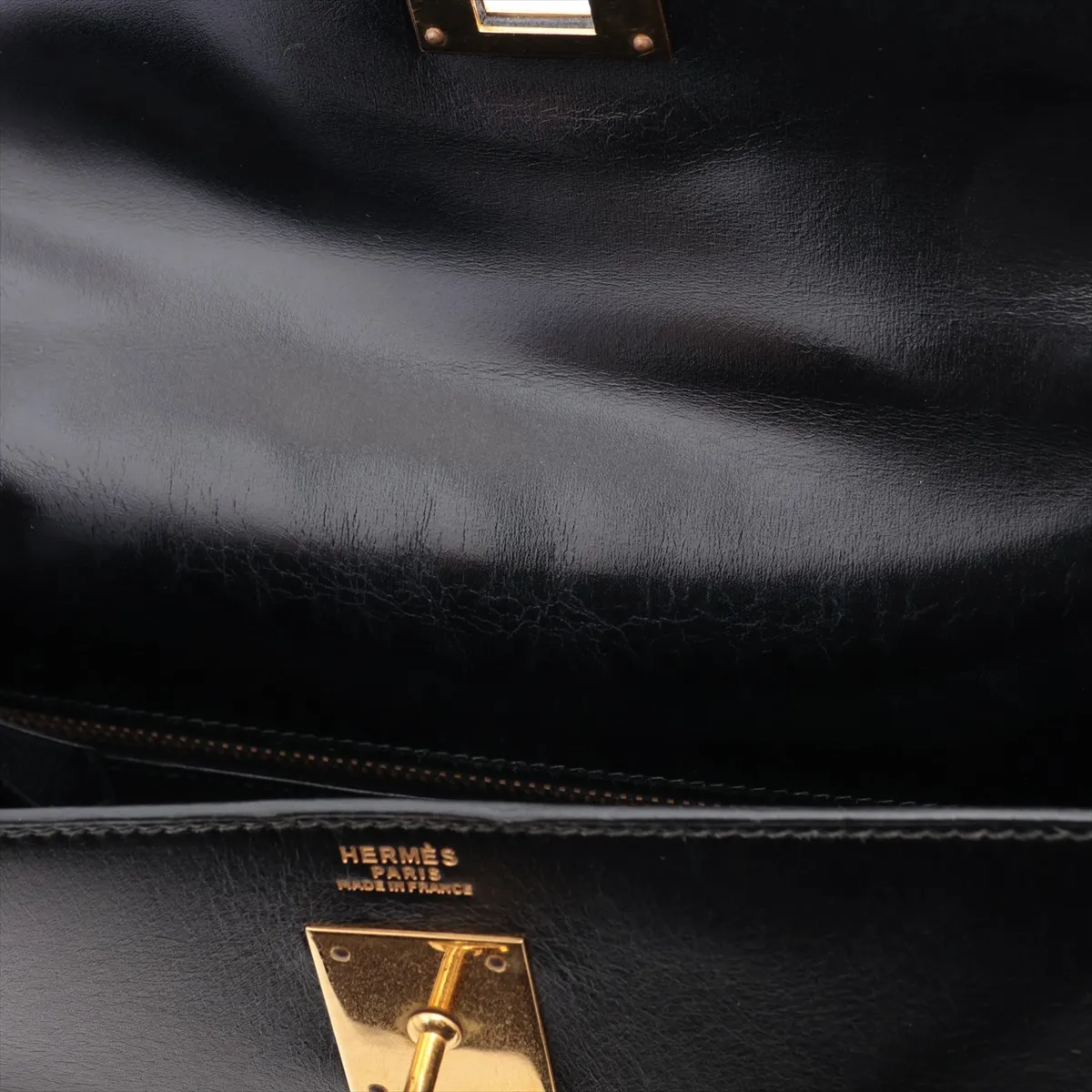 [Individually packaged] Hermes Kelly 32 Sellier Box Calf Black Gold Hardware S: 1989 — view 13