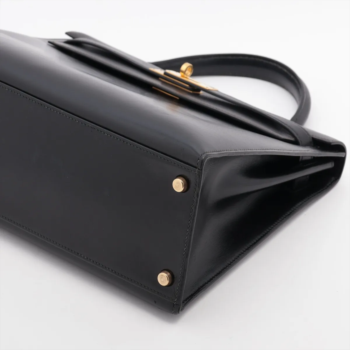 [Individually packaged] Hermes Kelly 32 Sellier Box Calf Black Gold Hardware S: 1989 — view 3