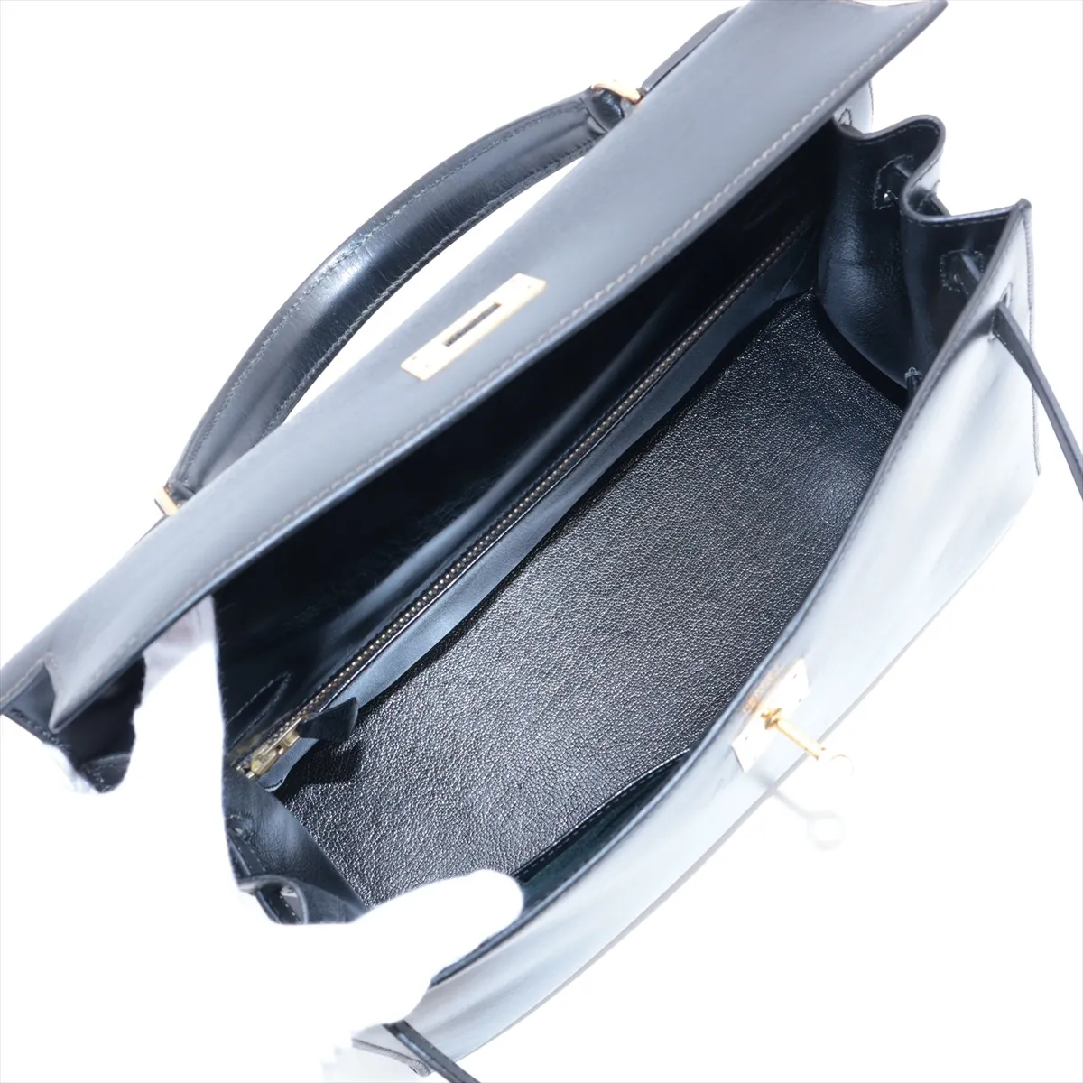 [Individually packaged] Hermes Kelly 32 Sellier Box Calf Black Gold Hardware S: 1989 — view 8