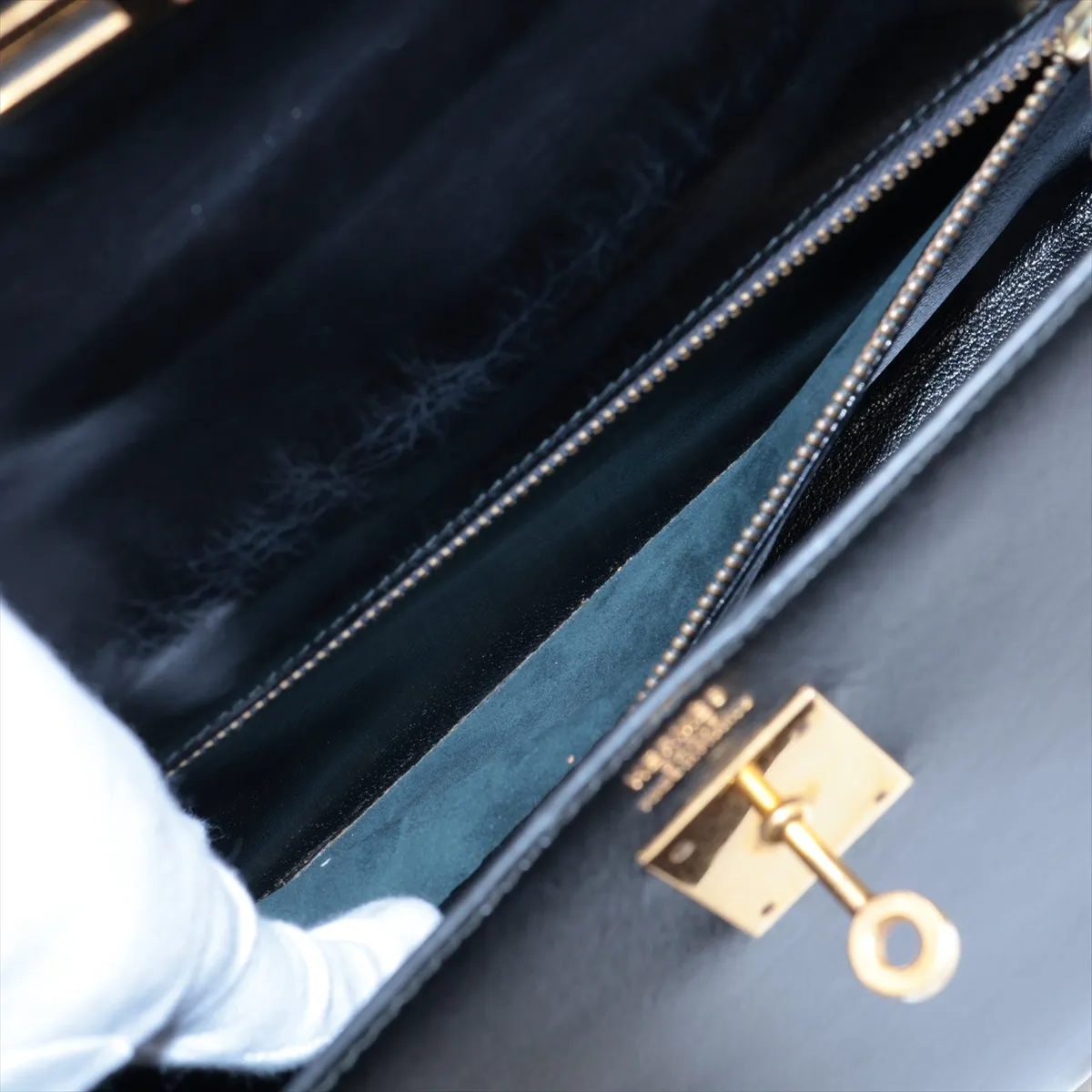 [Individually packaged] Hermes Kelly 32 Sellier Box Calf Black Gold Hardware S: 1989 — view 9