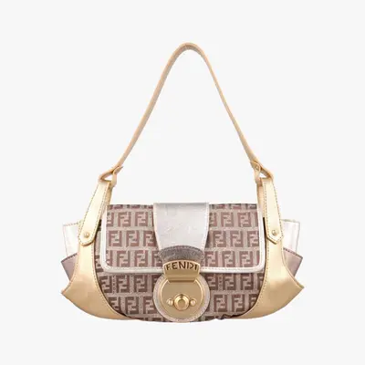 Zucchino Borsa Gold x Multicolor Canvas x Leather Shoulder Bag 8BR429 2241-8BR429-LPB-048