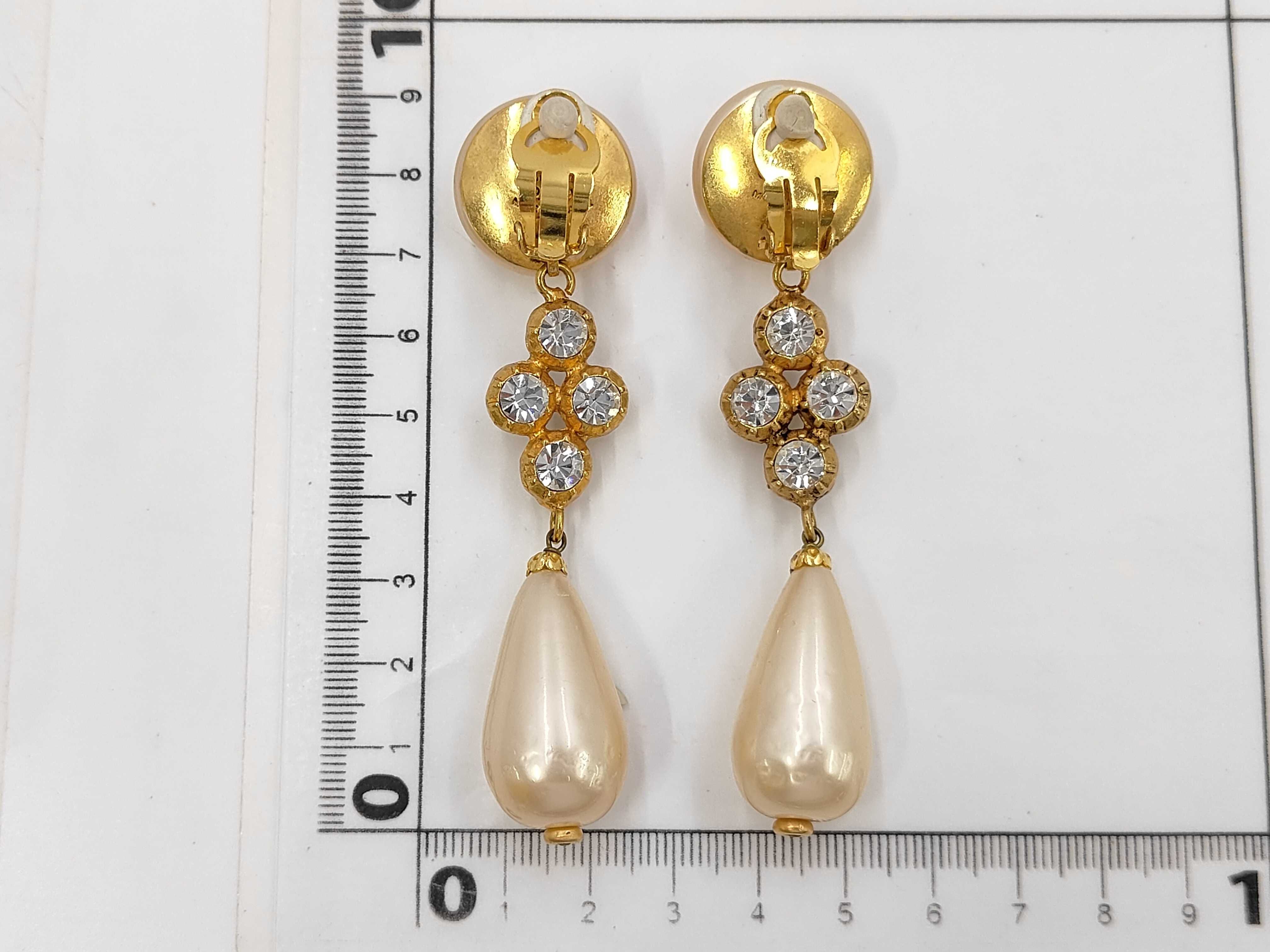 29-stamp Pearl Rhinestone Long Swing Earrings — view 3