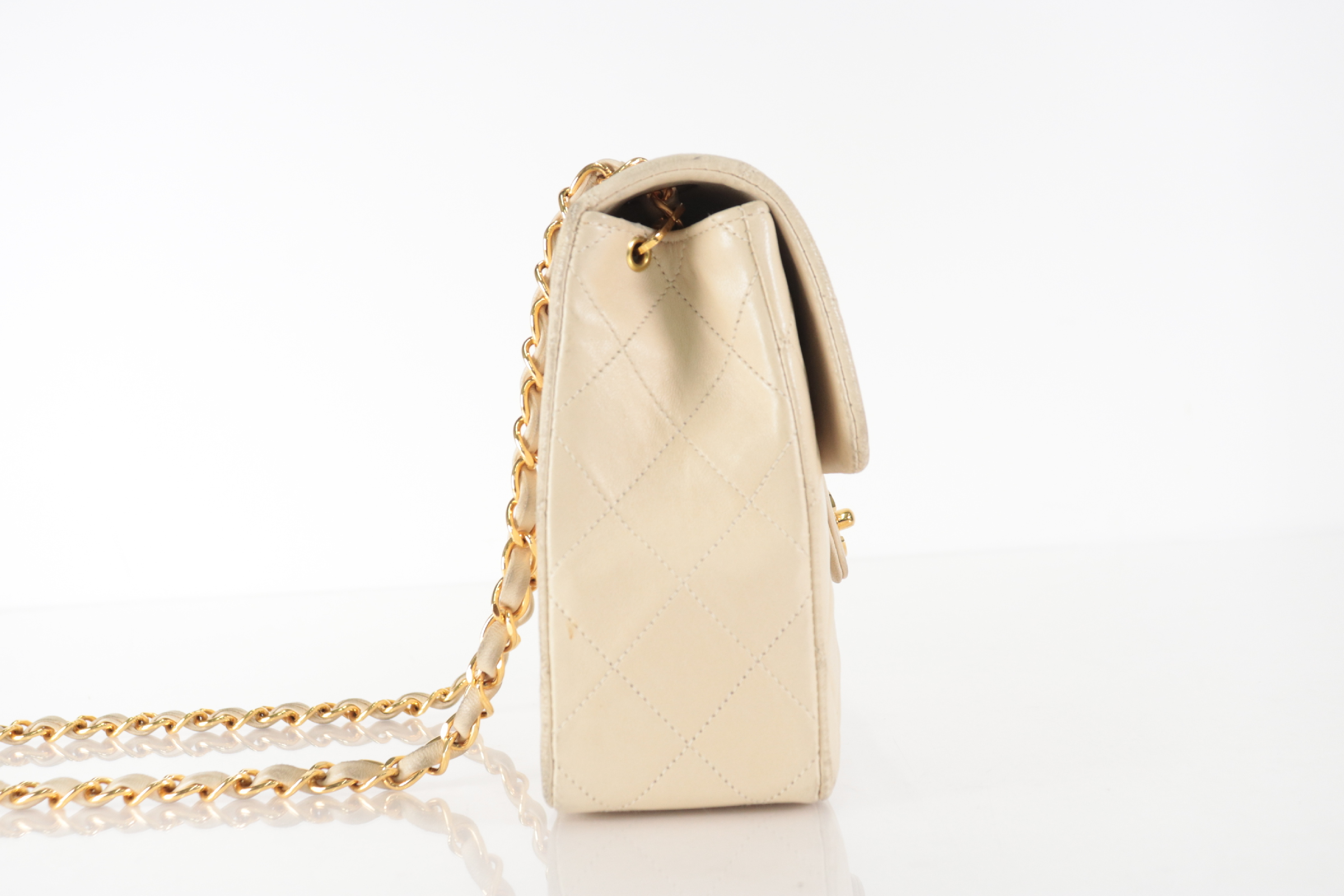 Mini Mat Lamb Chain Shoulder Bag, Beige, Series 2 — view 3