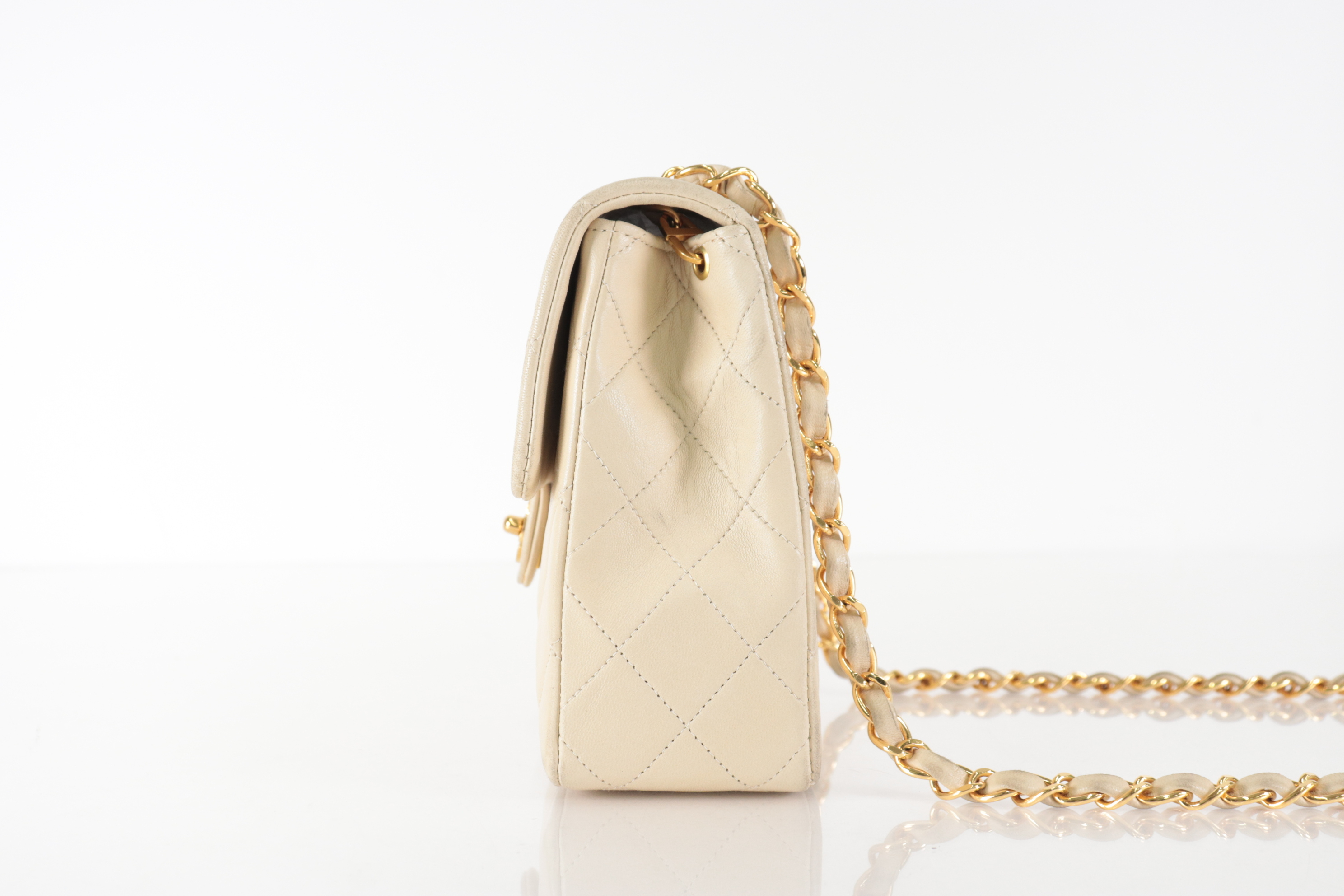 Mini Mat Lamb Chain Shoulder Bag, Beige, Series 2 — view 4