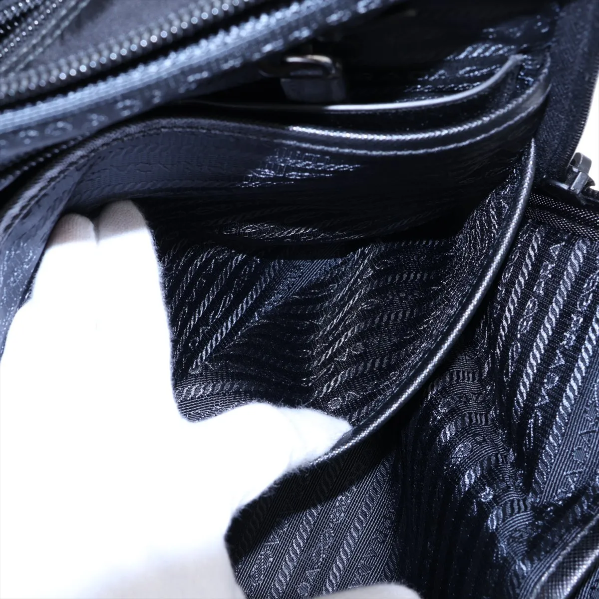 Tessuto Nylon x Leather 2-Way Business Bag, Black, PIN Code 00 — view 15