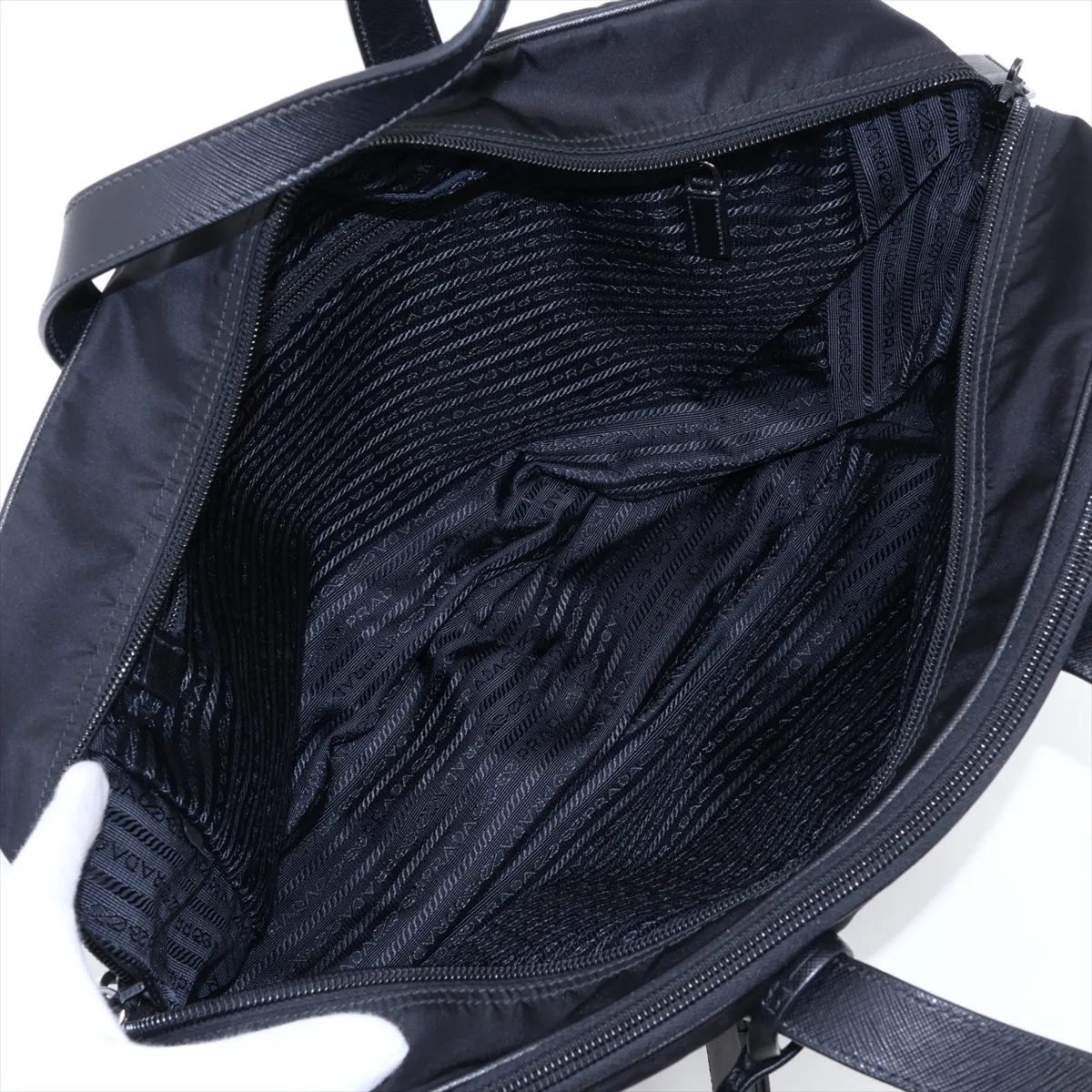 Tessuto Nylon x Leather 2-Way Business Bag, Black, PIN Code 00 — view 8