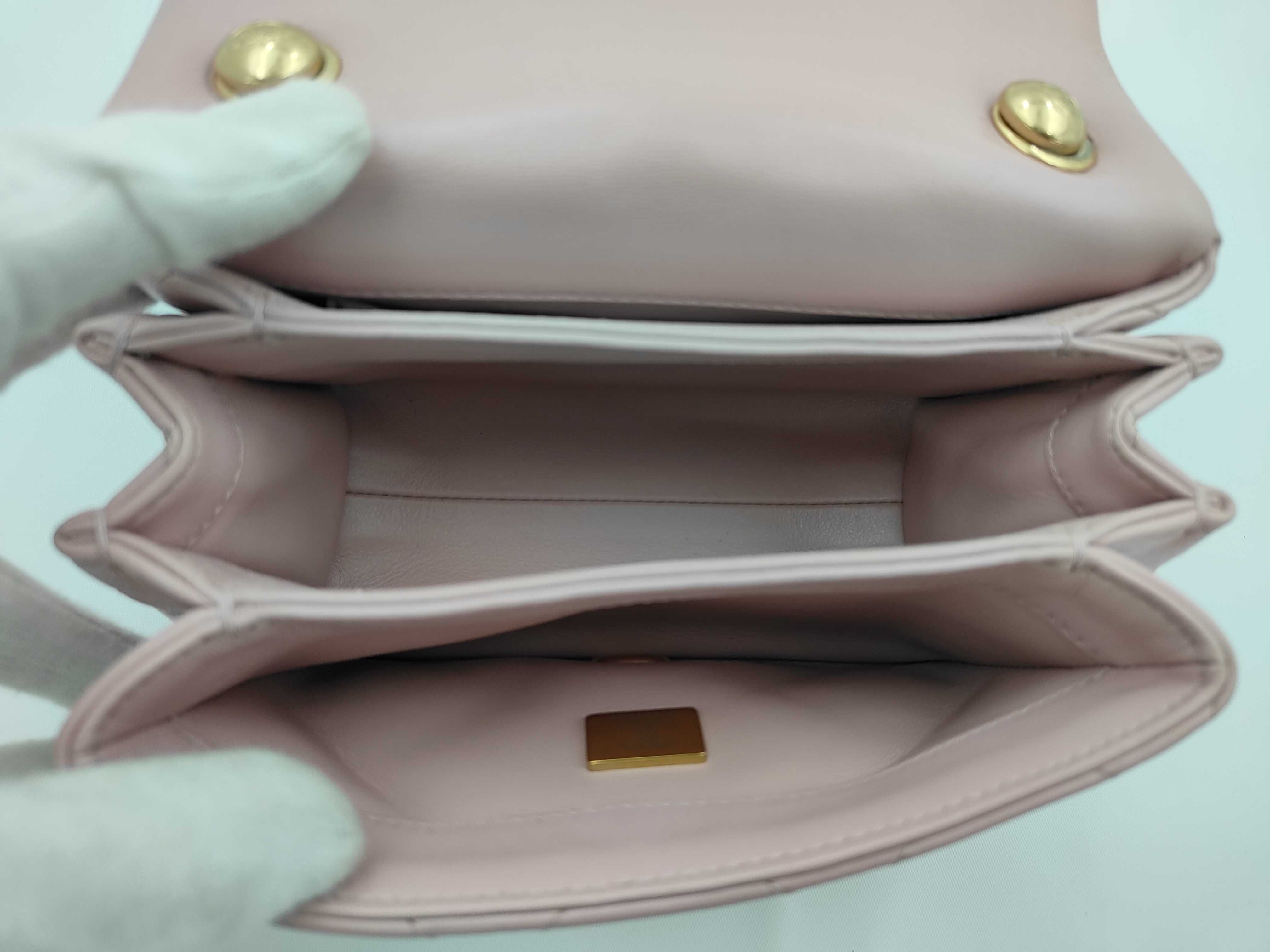 Mini Matelassé Lambskin Pink Chain Shoulder Bag — view 9