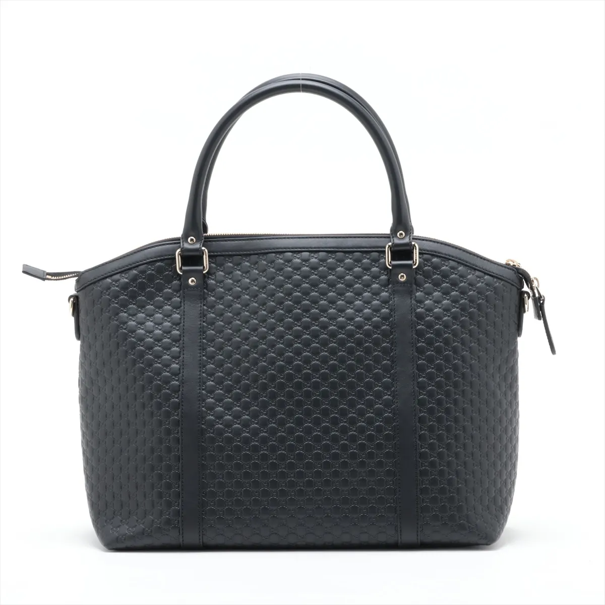 Microguccissima 449658 Leather 2-Way Handbag Black Outlet — view 2
