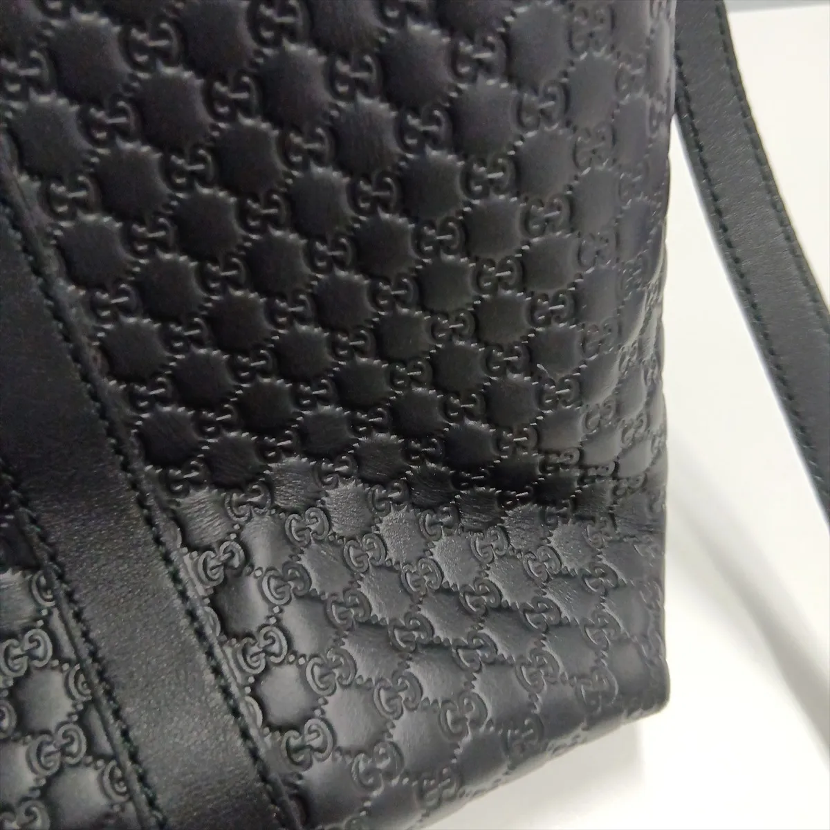 Microguccissima 449658 Leather 2-Way Handbag Black Outlet — view 14