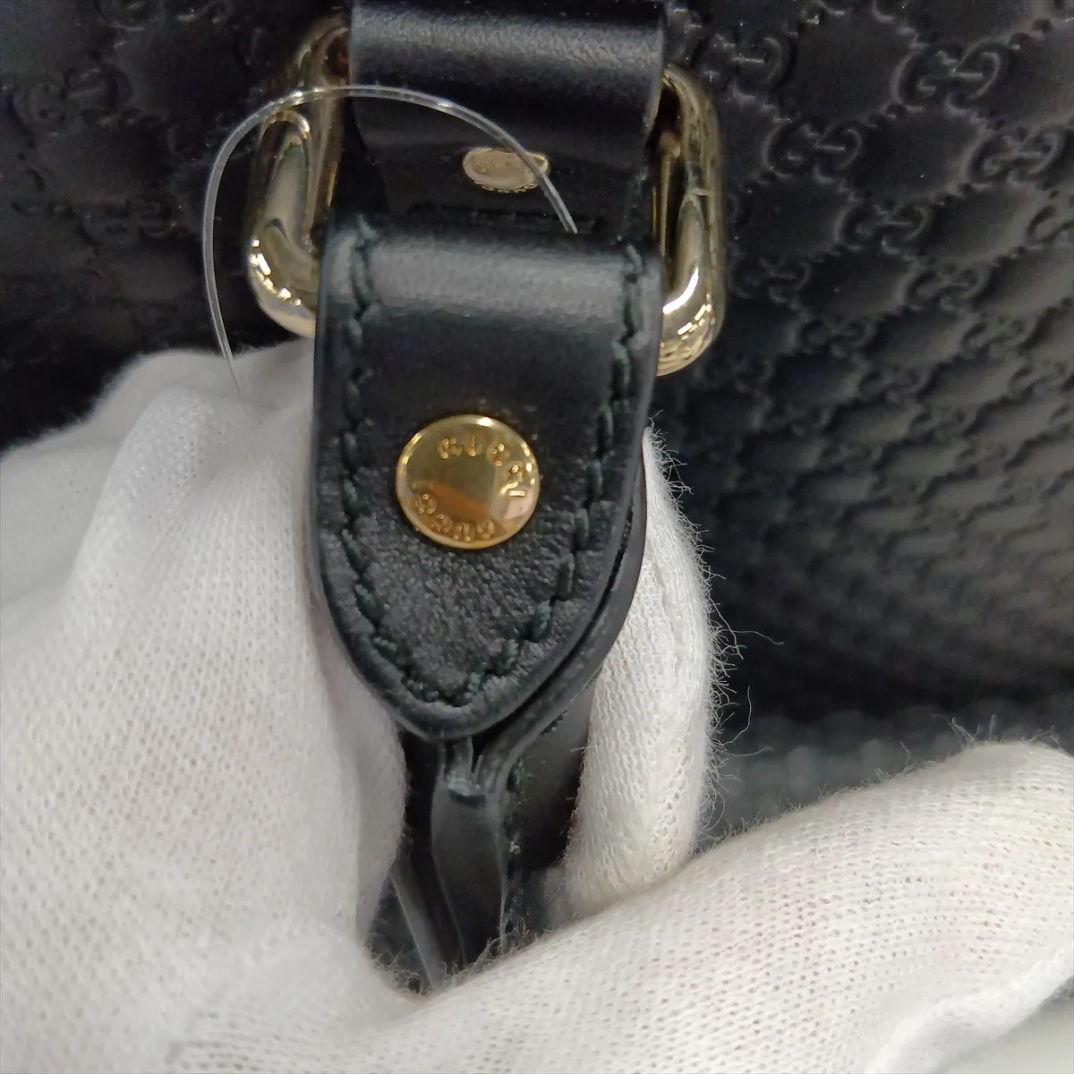Microguccissima 449658 Leather 2-Way Handbag Black Outlet — view 15